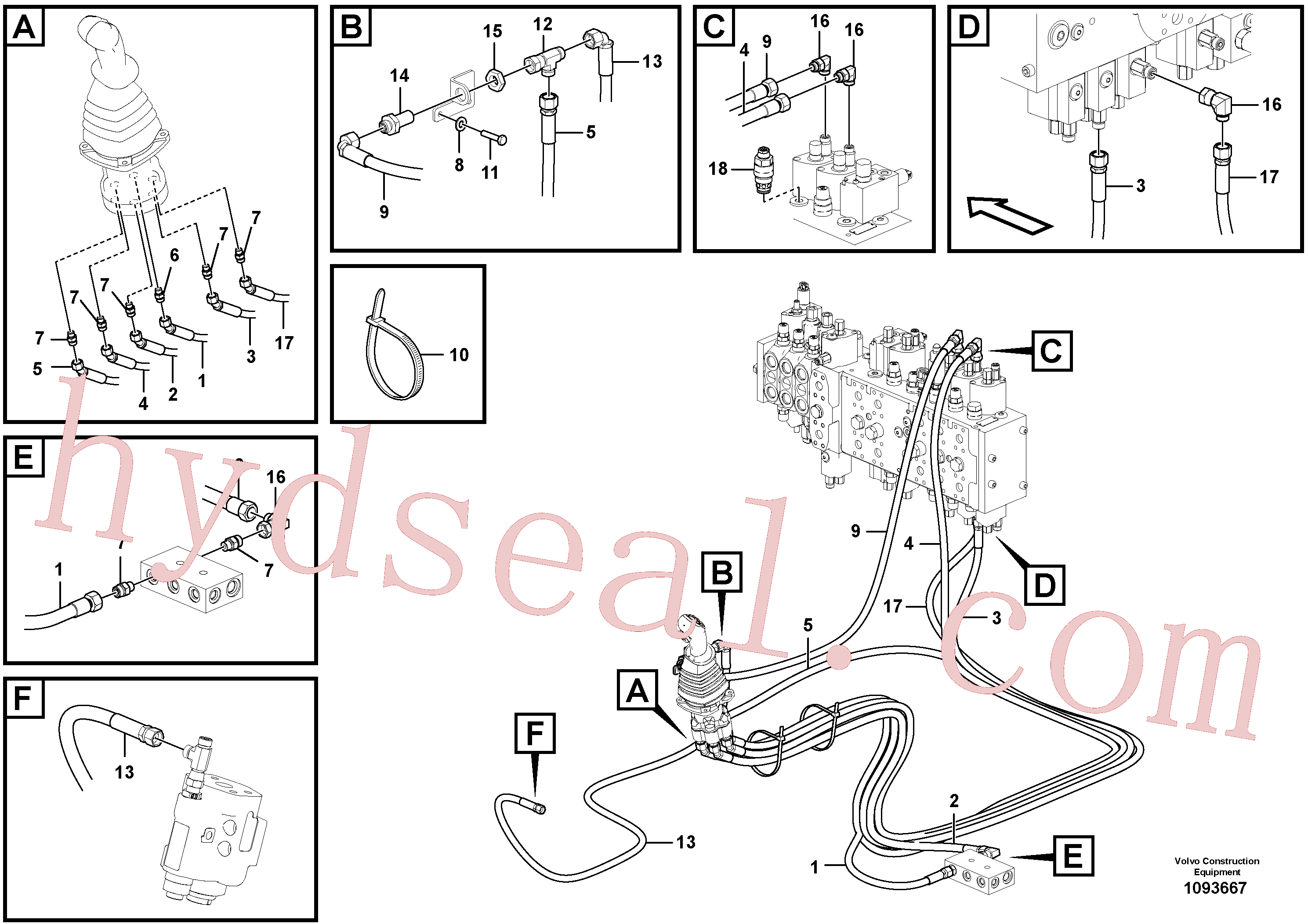 VOE936954 for Volvo Servo system, control valve to remote control valve(1093667 assembly)
