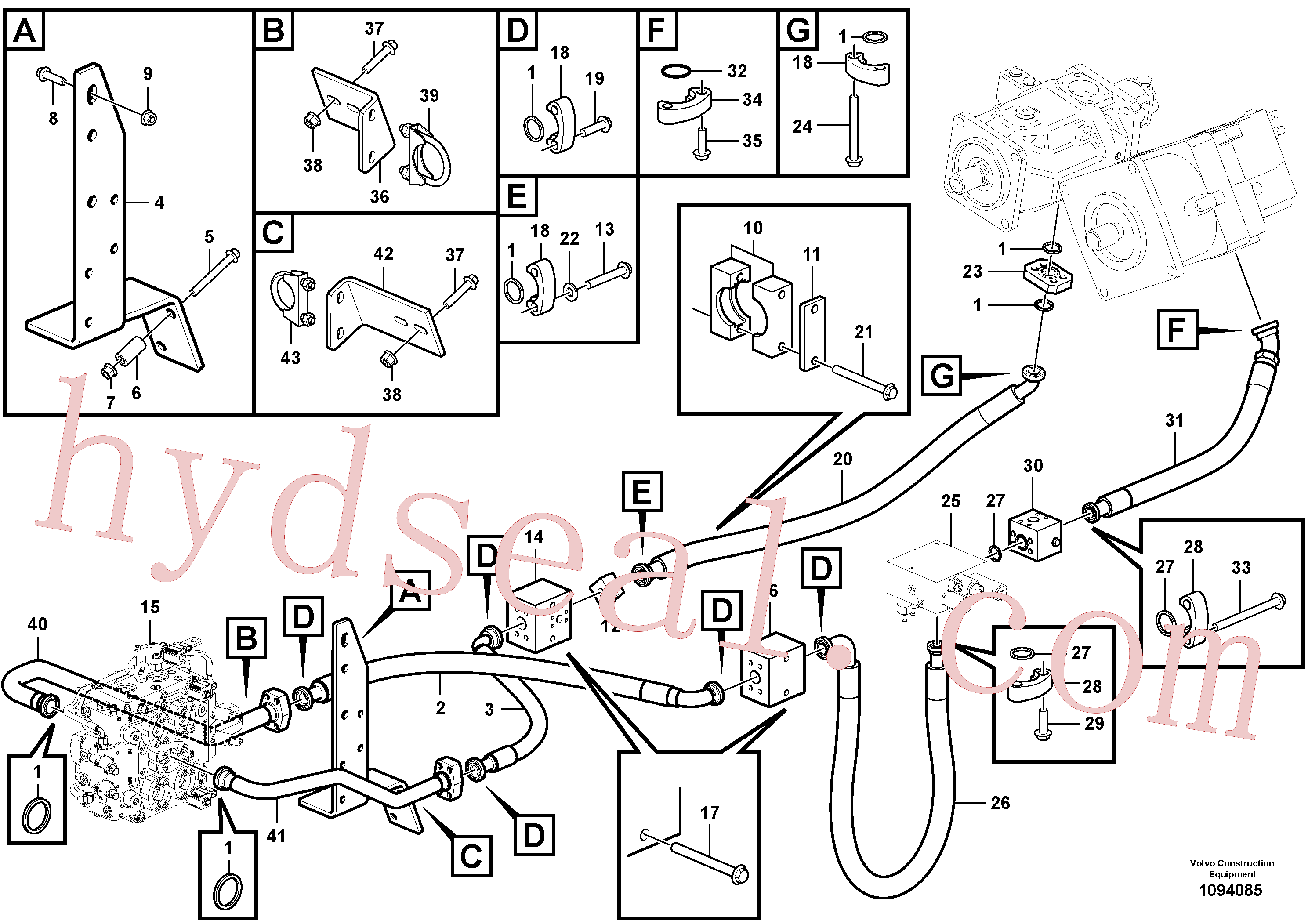 VOE60113110 for Volvo Hydraulic system, feed line(1094085 assembly)