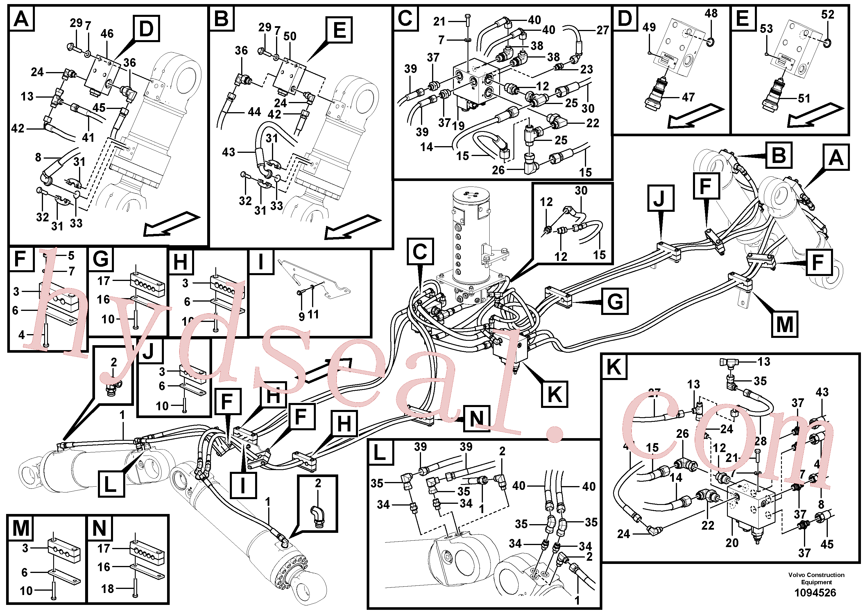 VOE982628 for Volvo Working hydraulics, front dozer blade and rear outrigger(1094526 assembly)