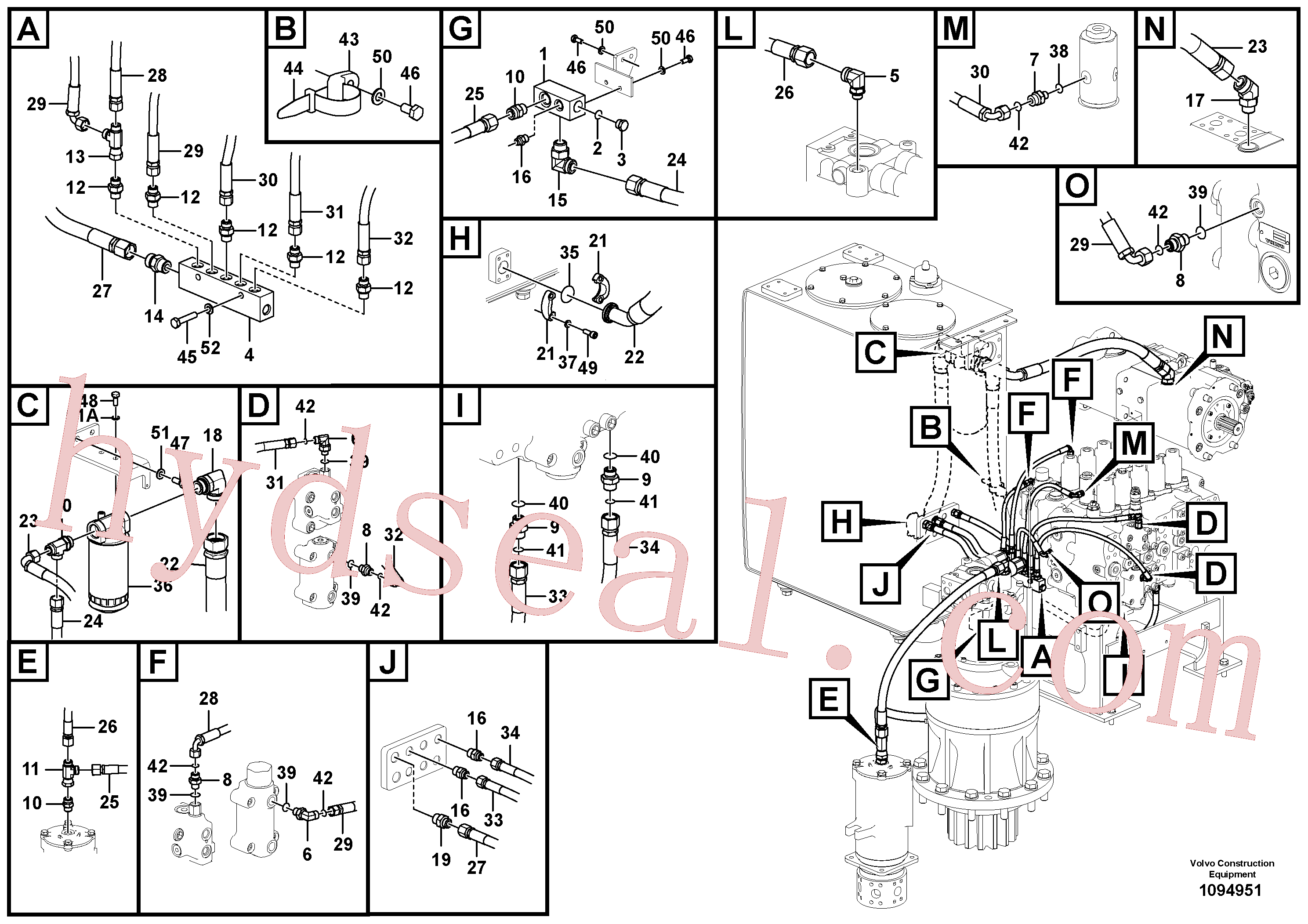 VOE15152347 for Volvo Servo system, pump piping and filter mount.(1094951 assembly)