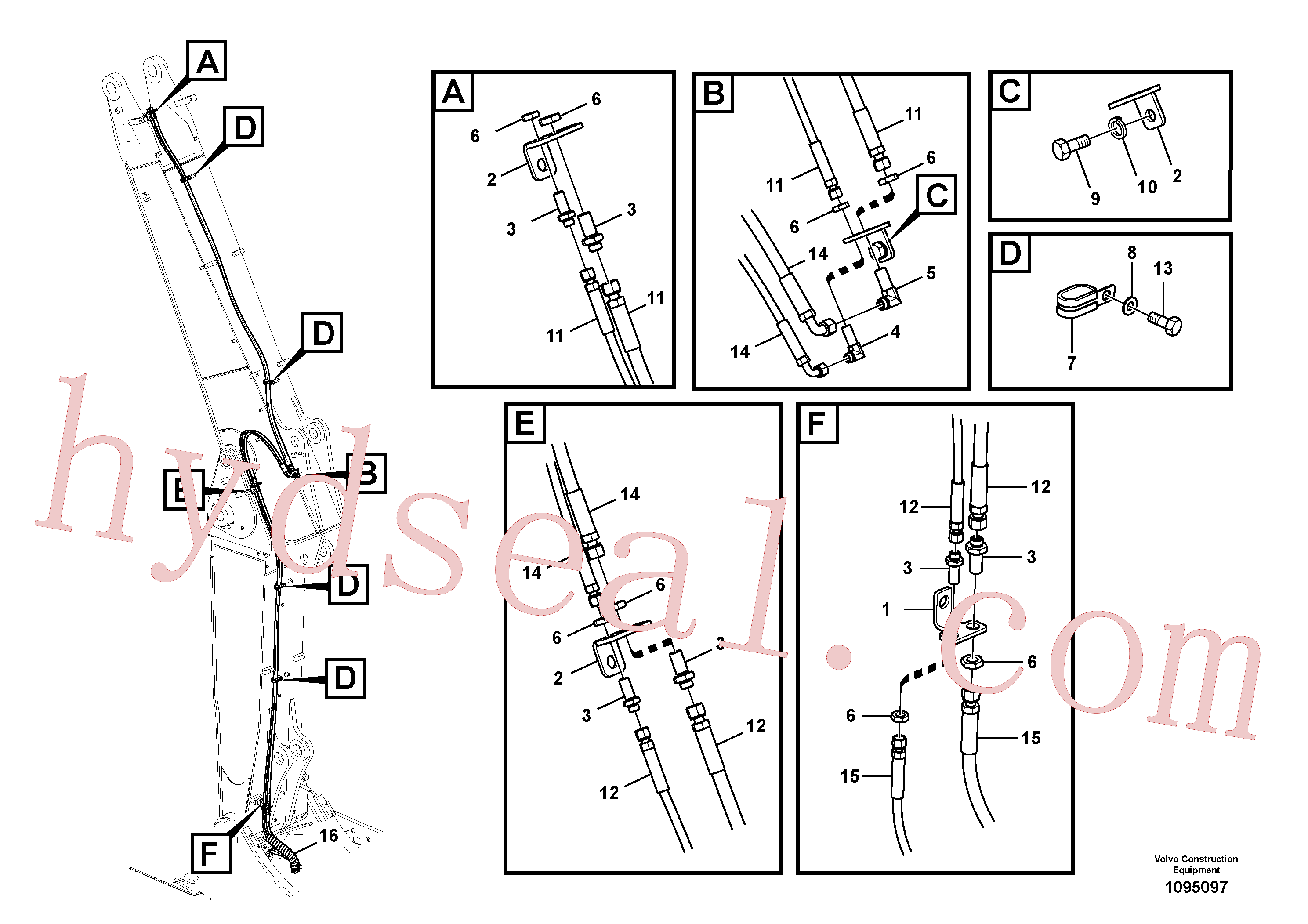 VOE936646 for Volvo Working hydraulic, quick fit on adjustable boom(1095097 assembly)