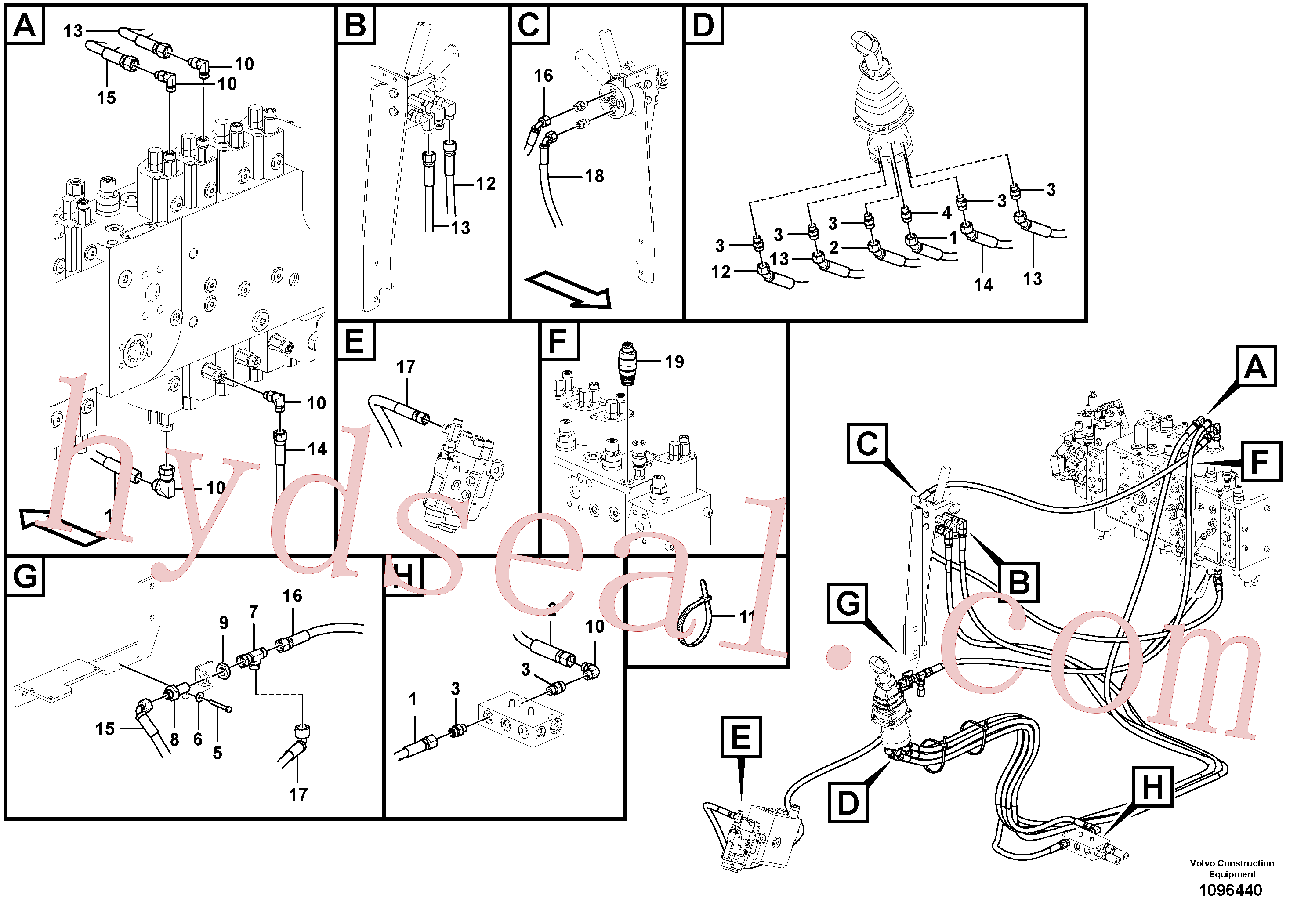 VOE15042408 for Volvo Servo system, control valve to remote control valve, Cable harness(1096440 assembly)