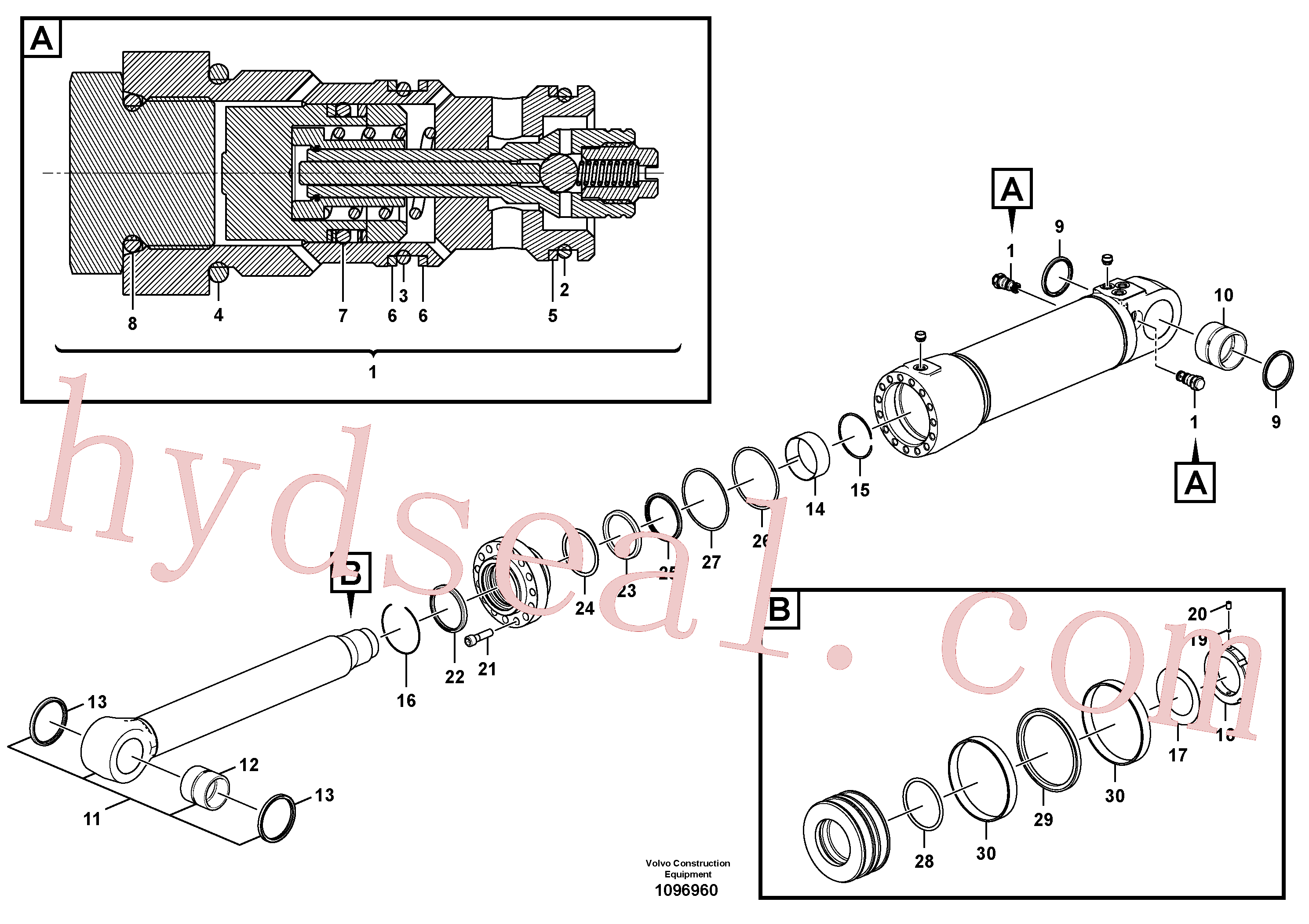 VOE982628 for Volvo Outrigger cylinder(1096960 assembly)