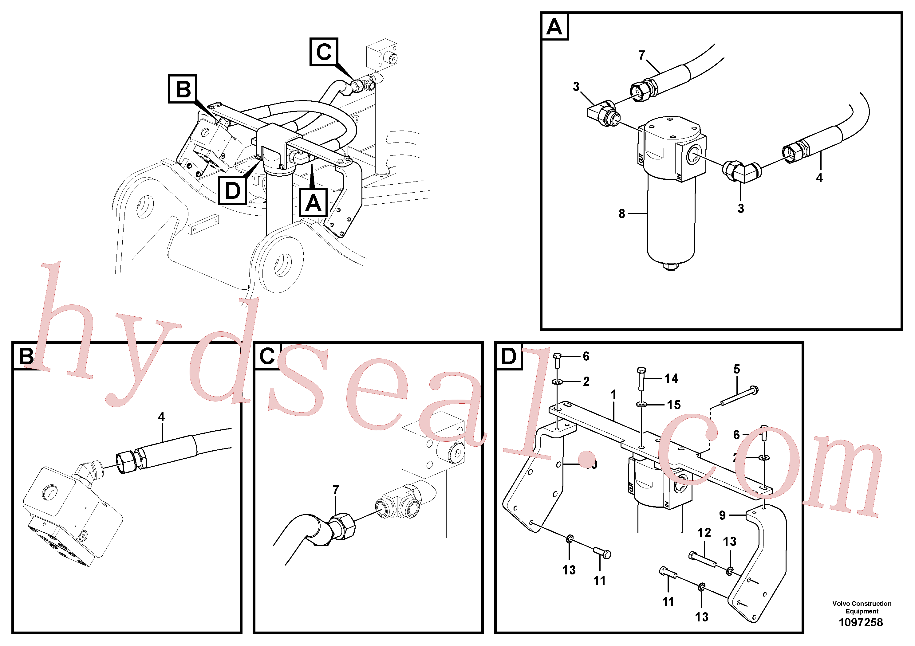 VOE14651344 for Volvo Working hydraulic, hammer and shear for return filter(1097258 assembly)