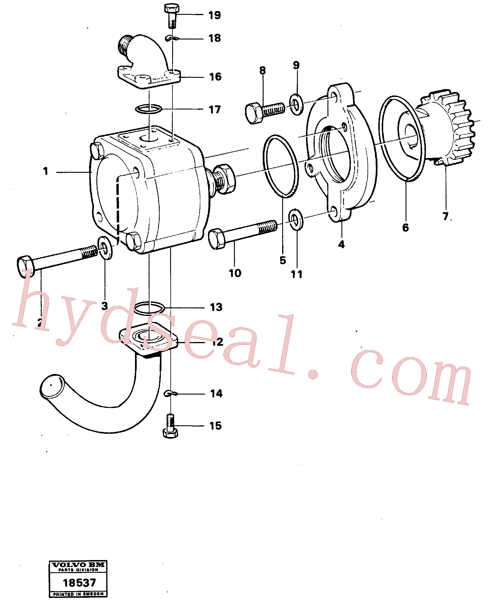 VOE967344 for Volvo Pump with mounting., Pump with fitting parts(18537 assembly)