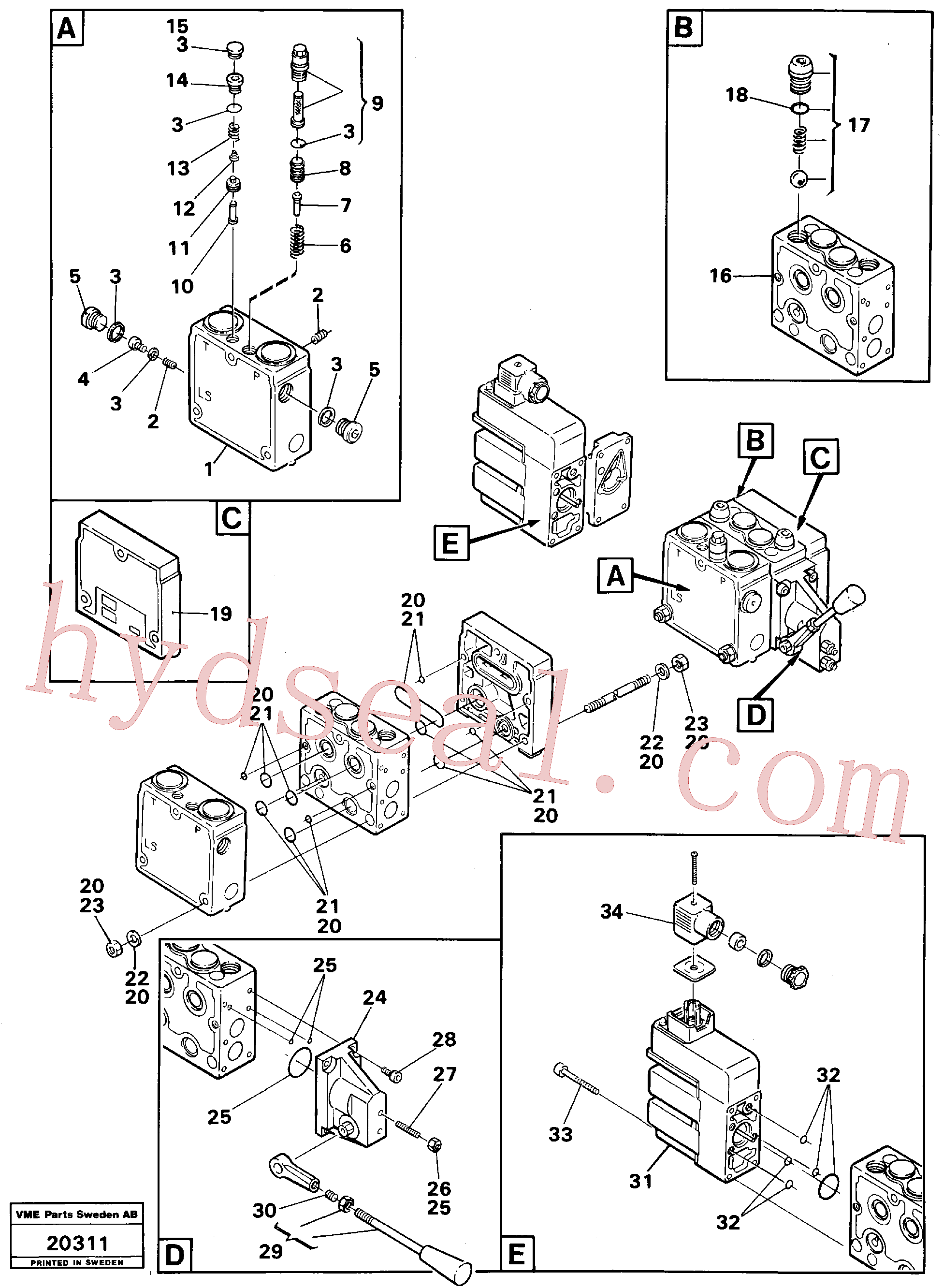 VOE13962931 for Volvo Relief valve.(20311 assembly)