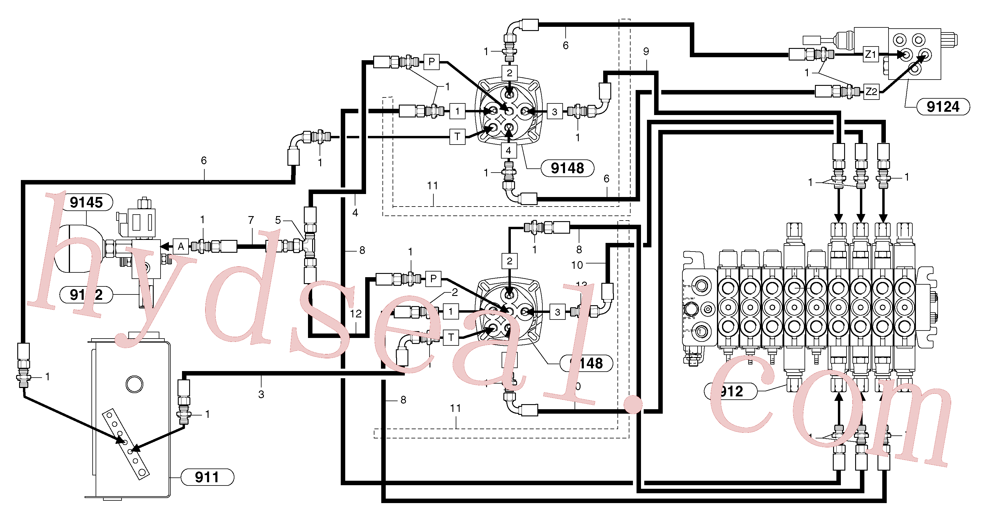 PJ5471018 for Volvo Hydraulic circuit ( low pressure )(9147Y3 assembly)