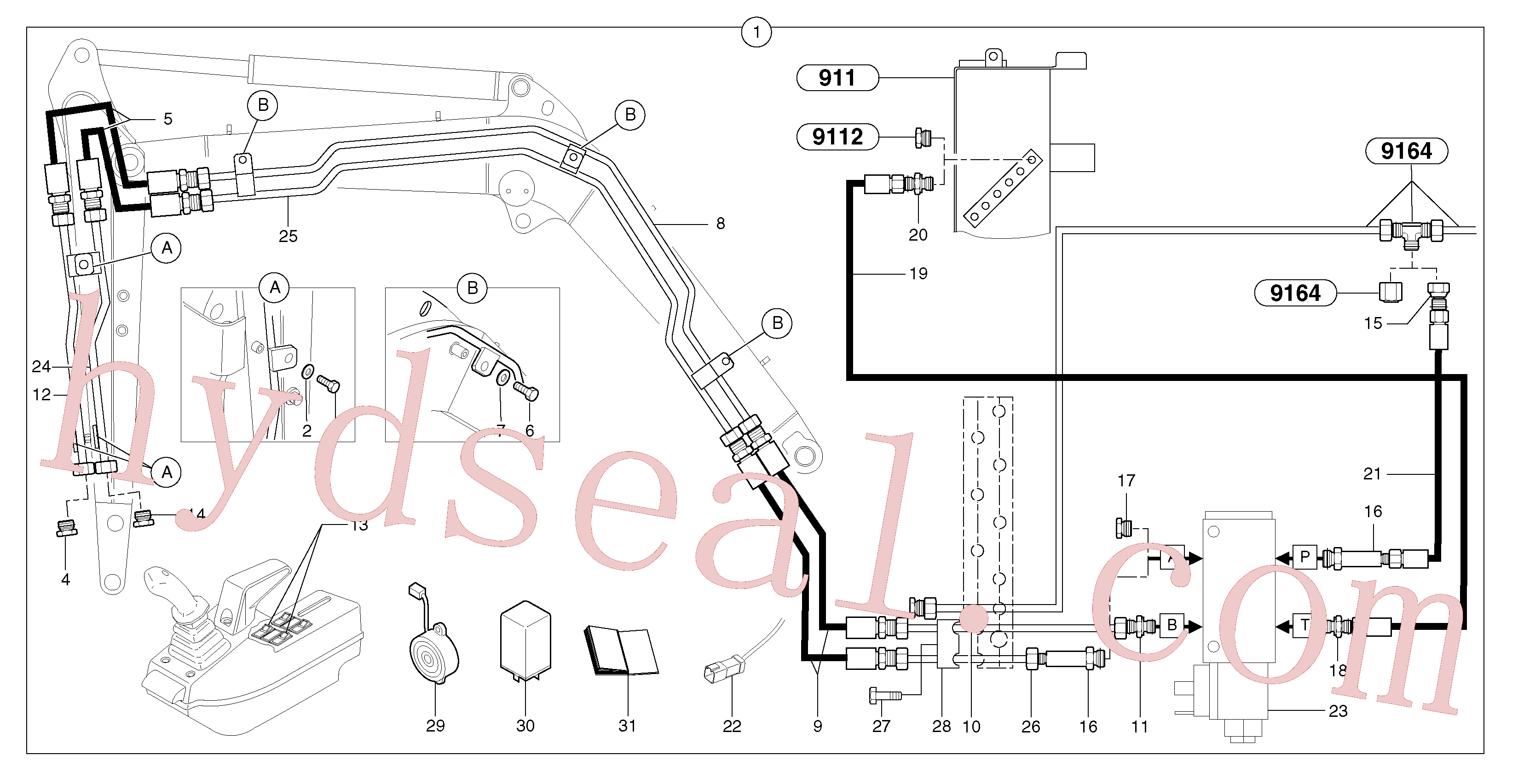 PJ6010232 for Volvo Hyd. circuit (quickfit/double-acting)(9244CY1 assembly)