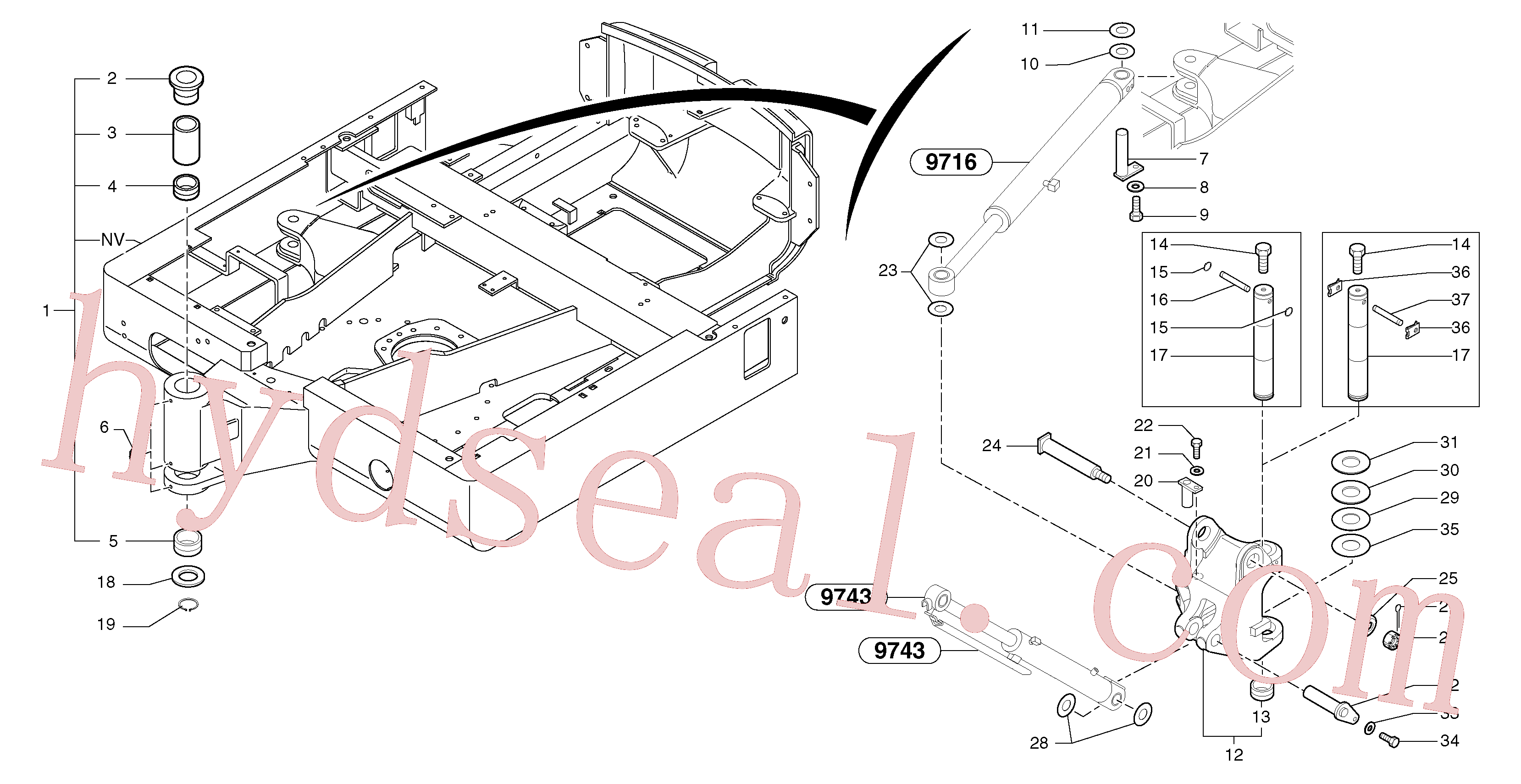 VOE11803792 for Volvo Pivot pin(971Y1 assembly)