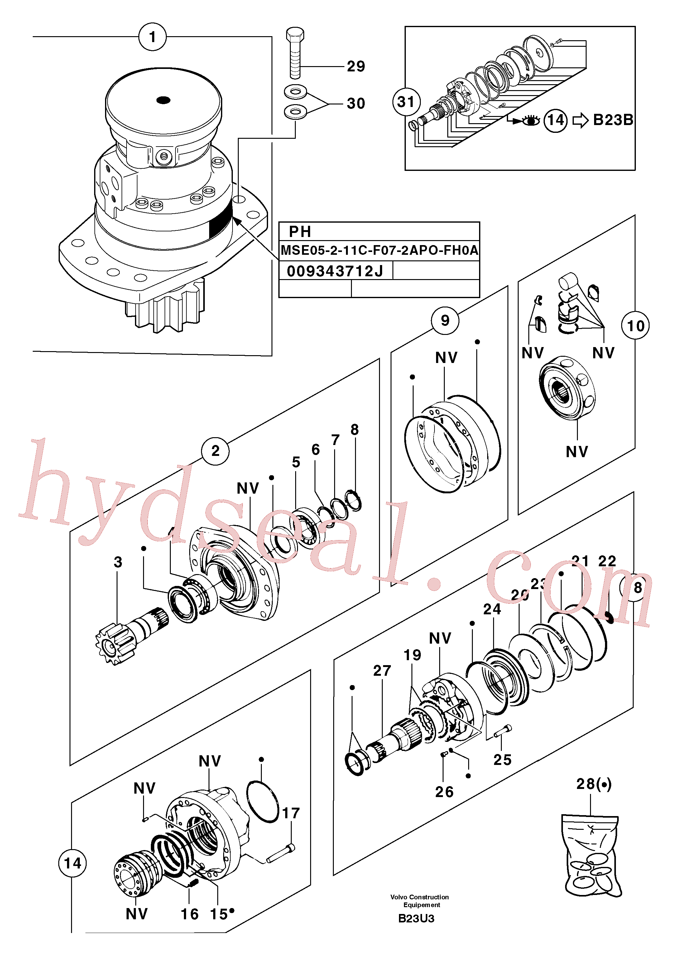 PJ7416374 for Volvo Slewing gear motor(B23U3 assembly)