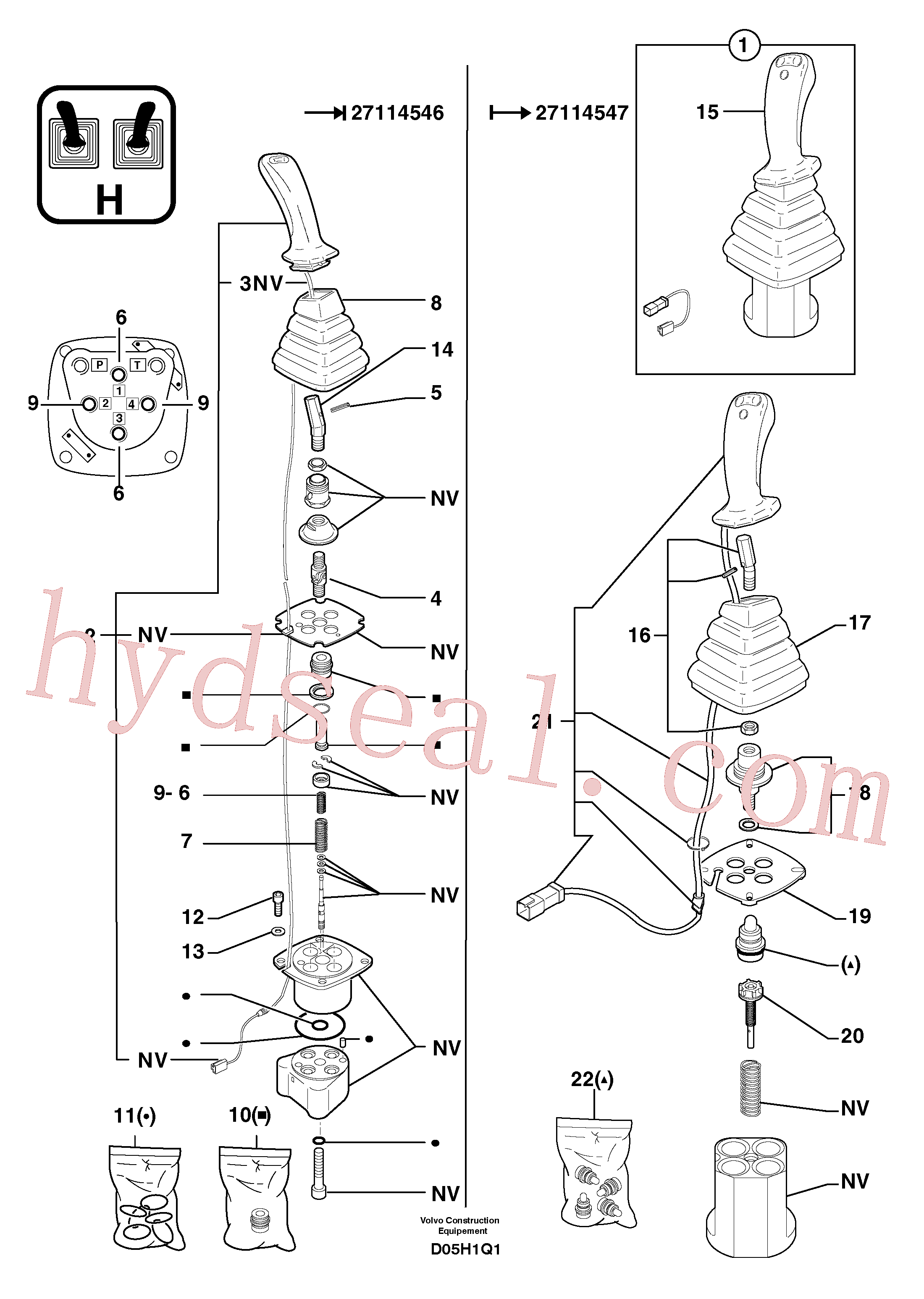 PJ5040378 for Volvo Control lever : dipper arm / slewing ( left )(D05H1Q1 assembly)