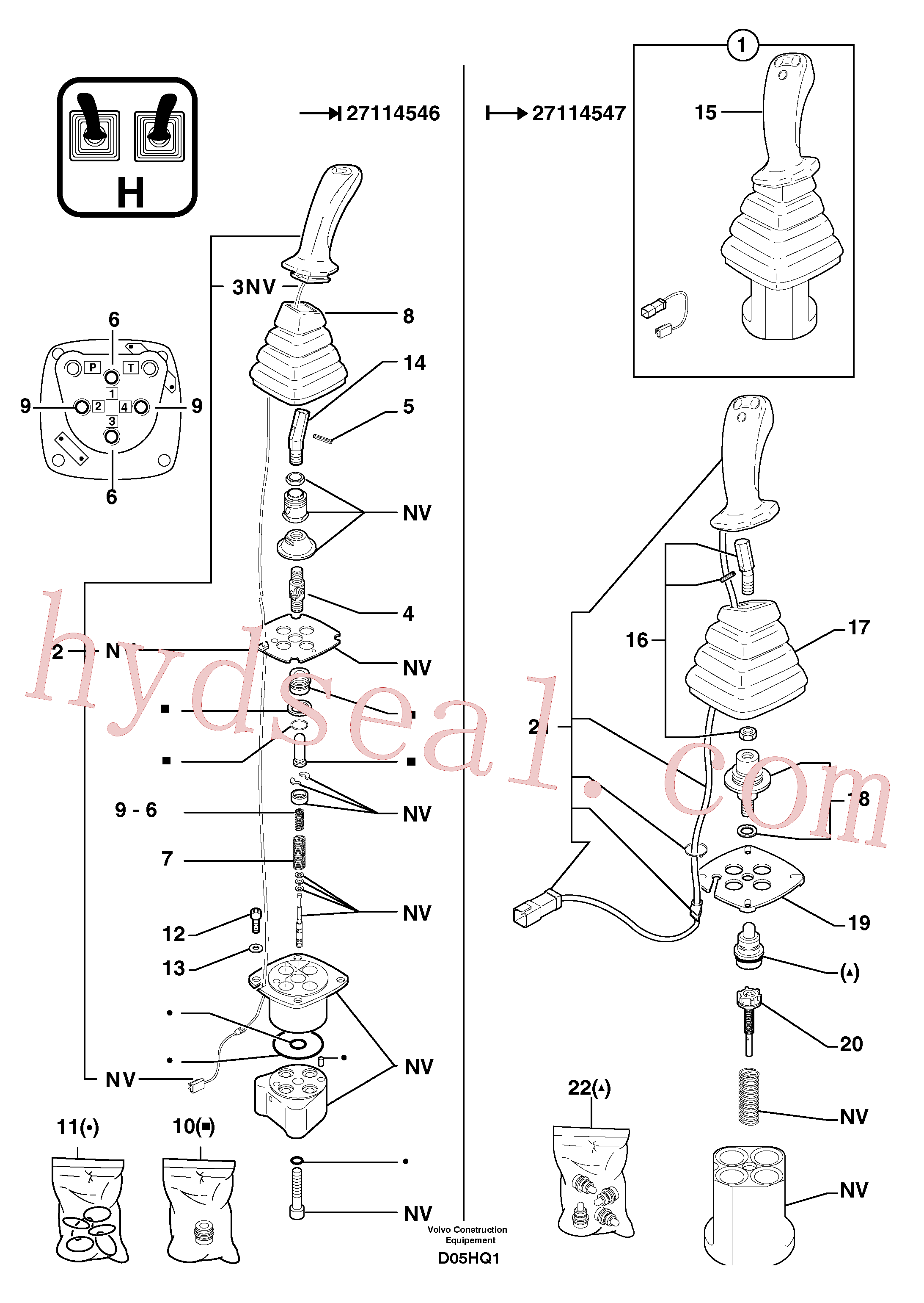 PJ5040378 for Volvo Control lever : boom / bucket ( right )(D05HQ1 assembly)