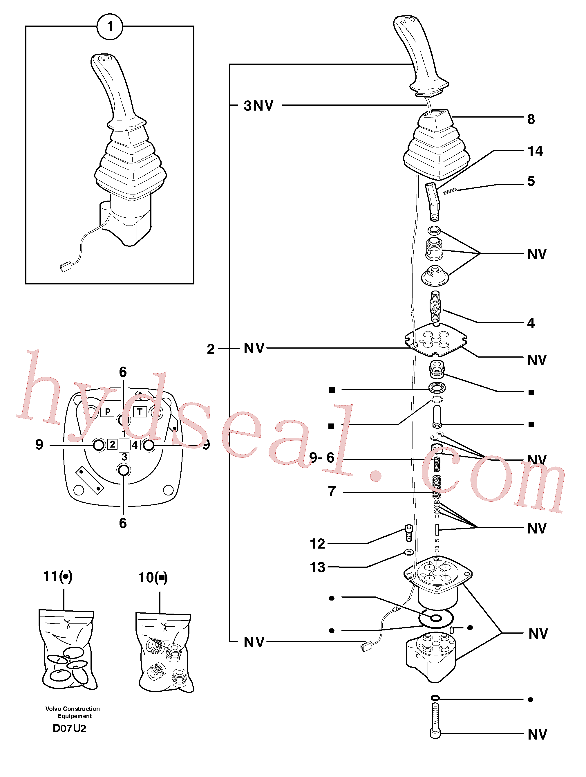 PJ5040378 for Volvo Control lever : dipper arm / slewing ( left )(D07U2 assembly)