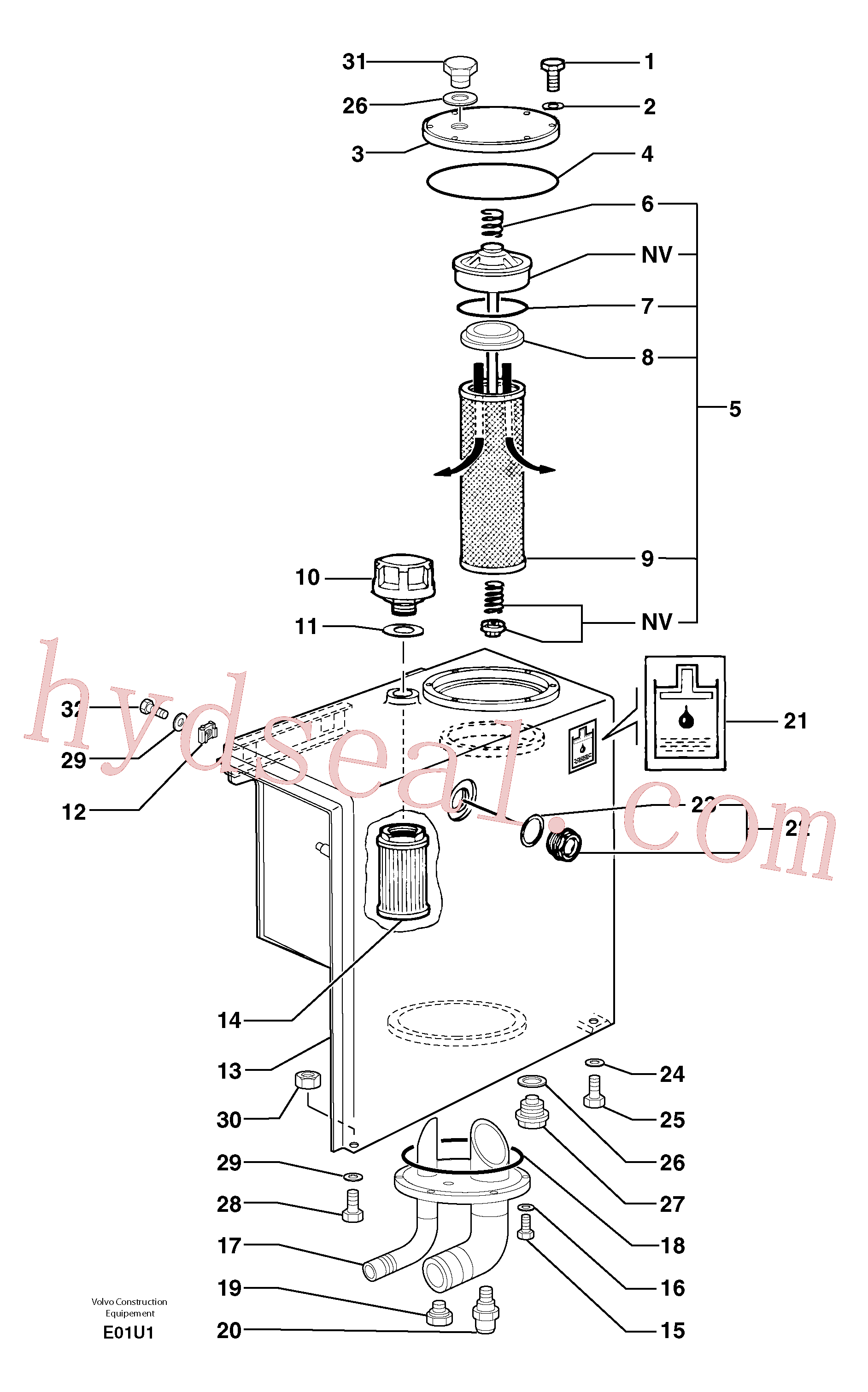 VOE11714779 for Volvo Hydraulic tank(E01U1 assembly)