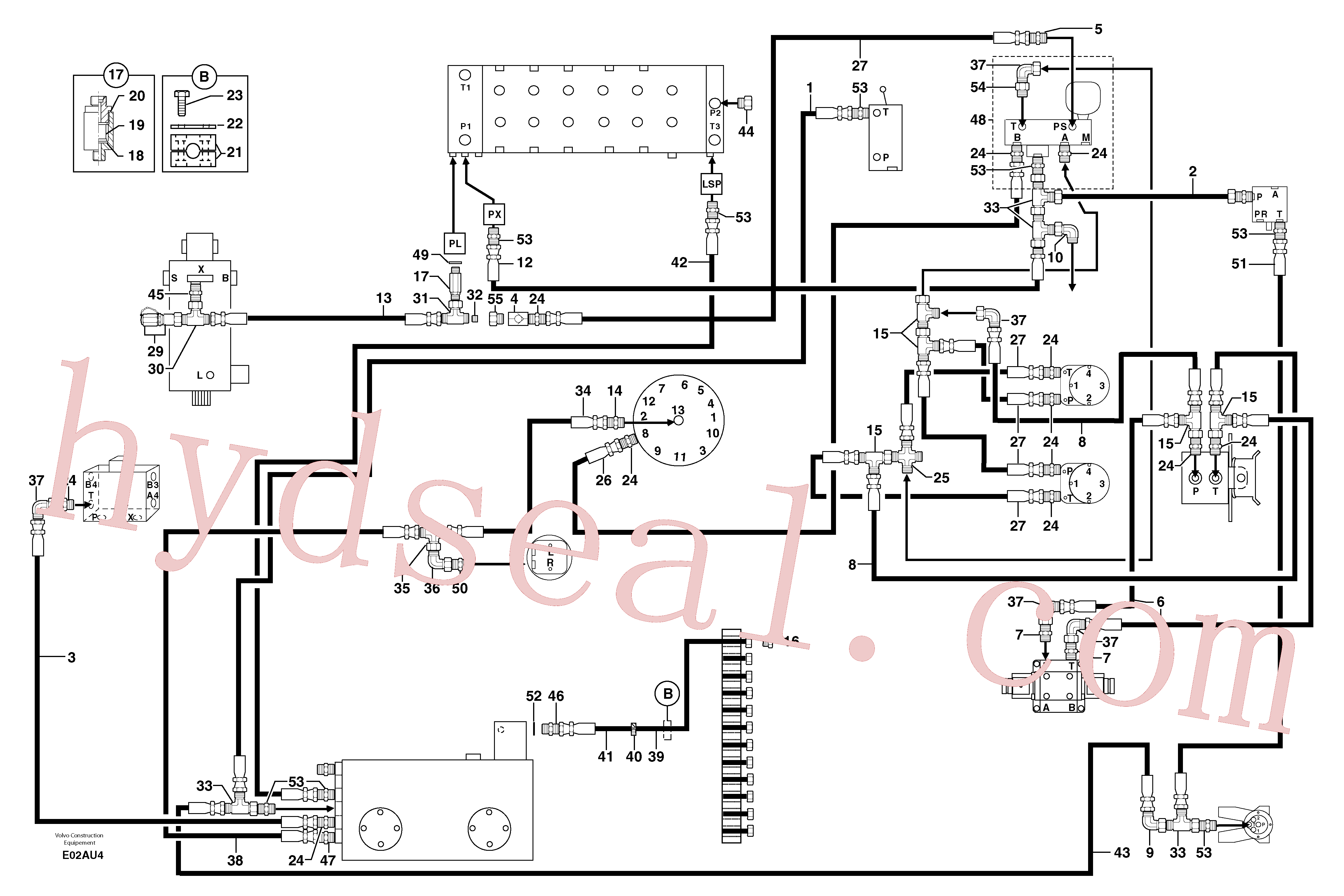 PJ4740124 for Volvo Attachments supply and return circuit(E02AU4 assembly)