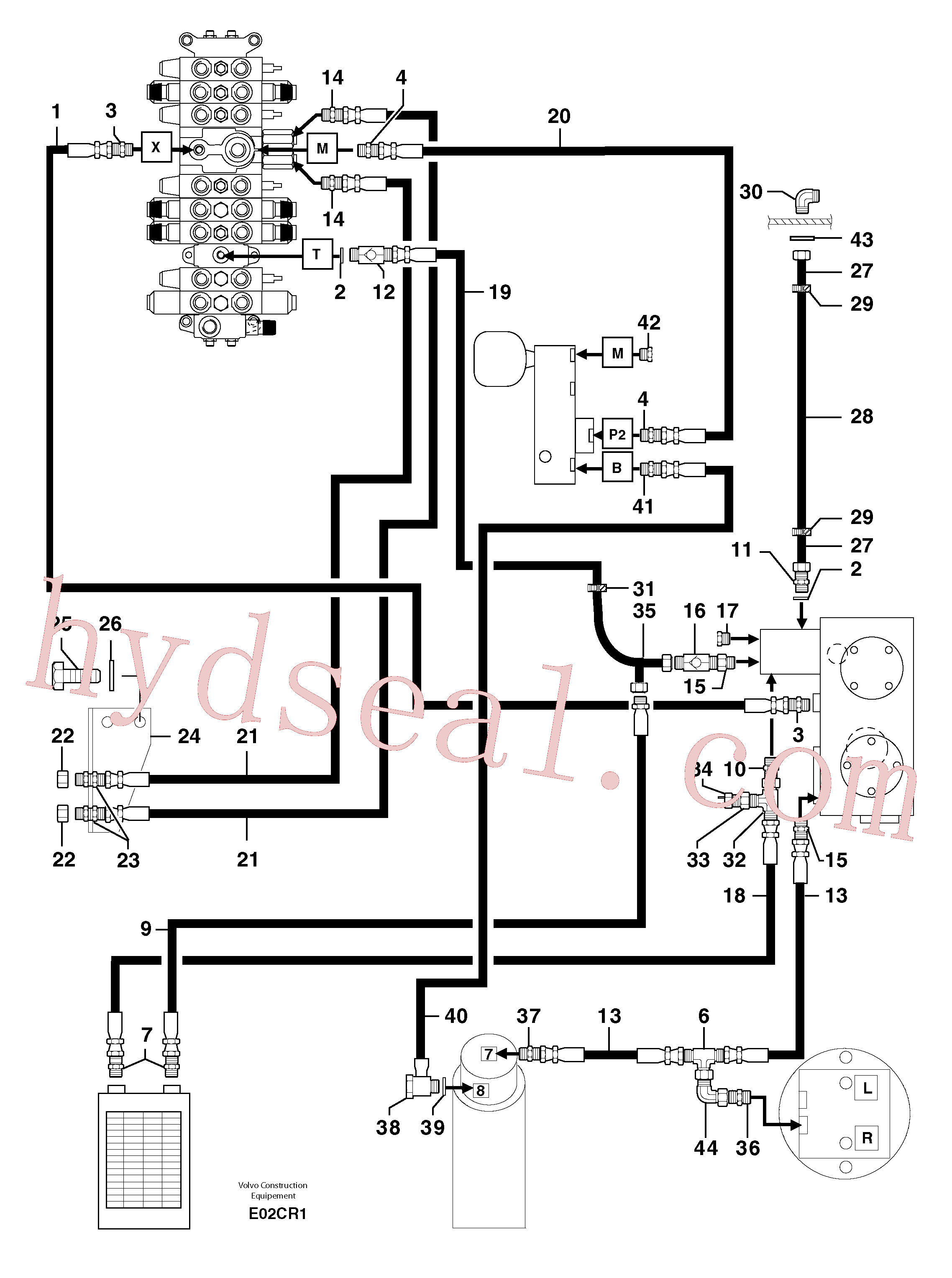 PJ4190366 for Volvo Attachments supply and return circuit(E02CR1 assembly)