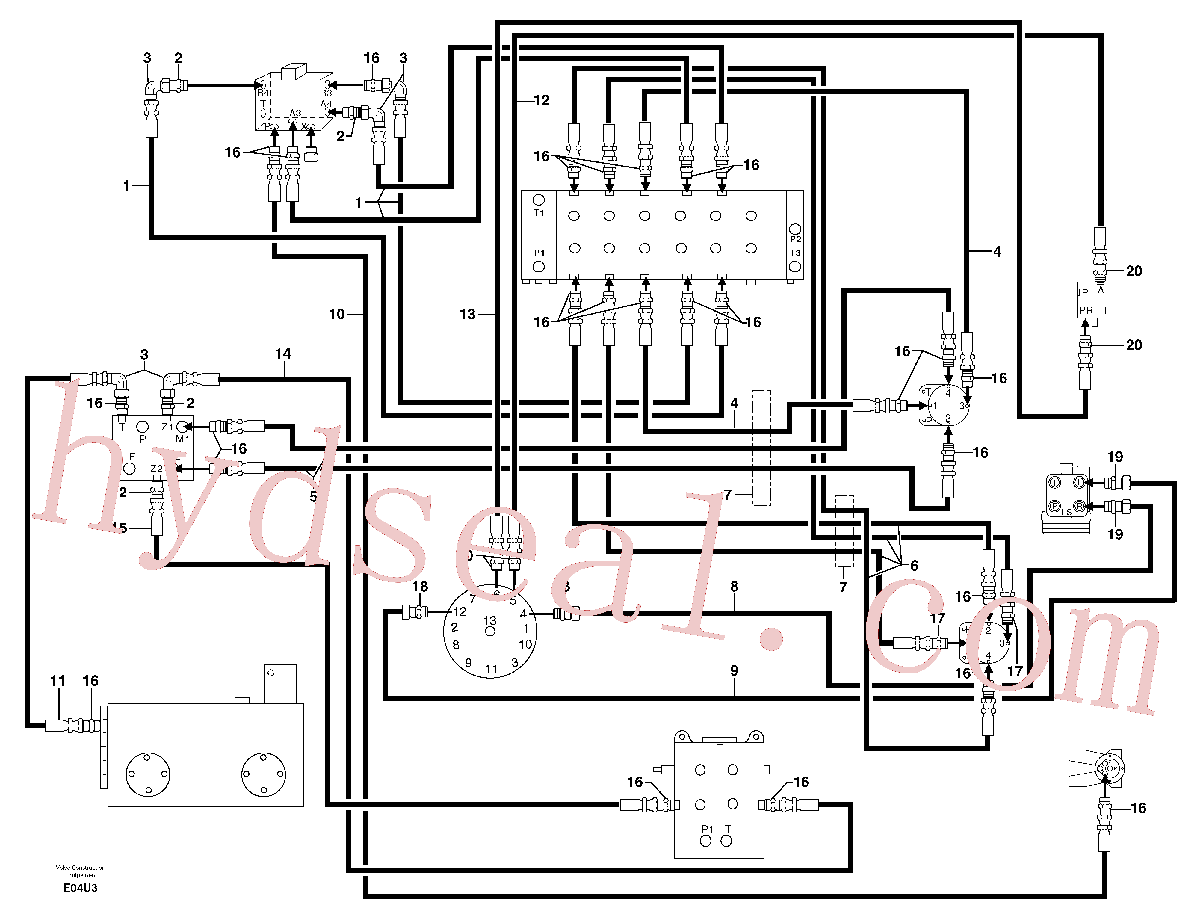 PJ4192452 for Volvo Hydr. circuit. ( platform ) ( continued )(E04U3 assembly)