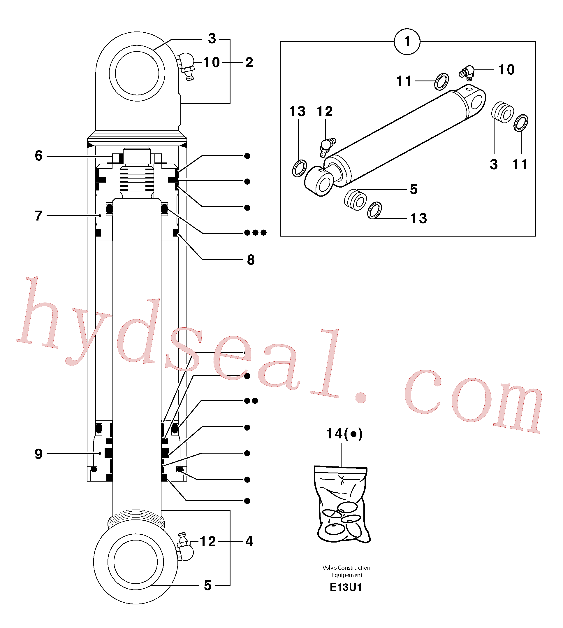 PJ3870258 for Volvo Boom cylinder(E13U1 assembly)