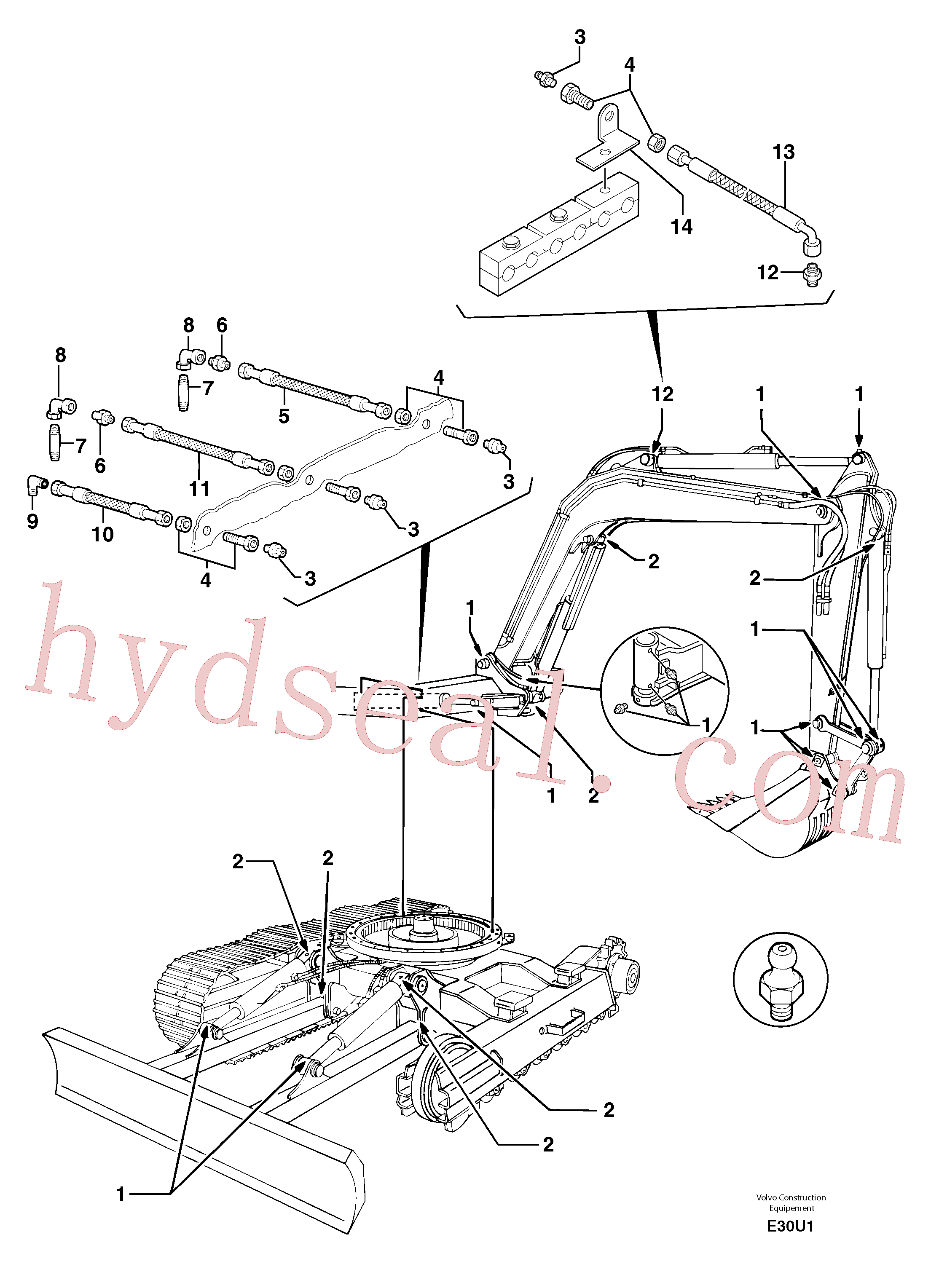 PJ5580007/50 for Volvo Lubrication chart(E30U1 assembly)