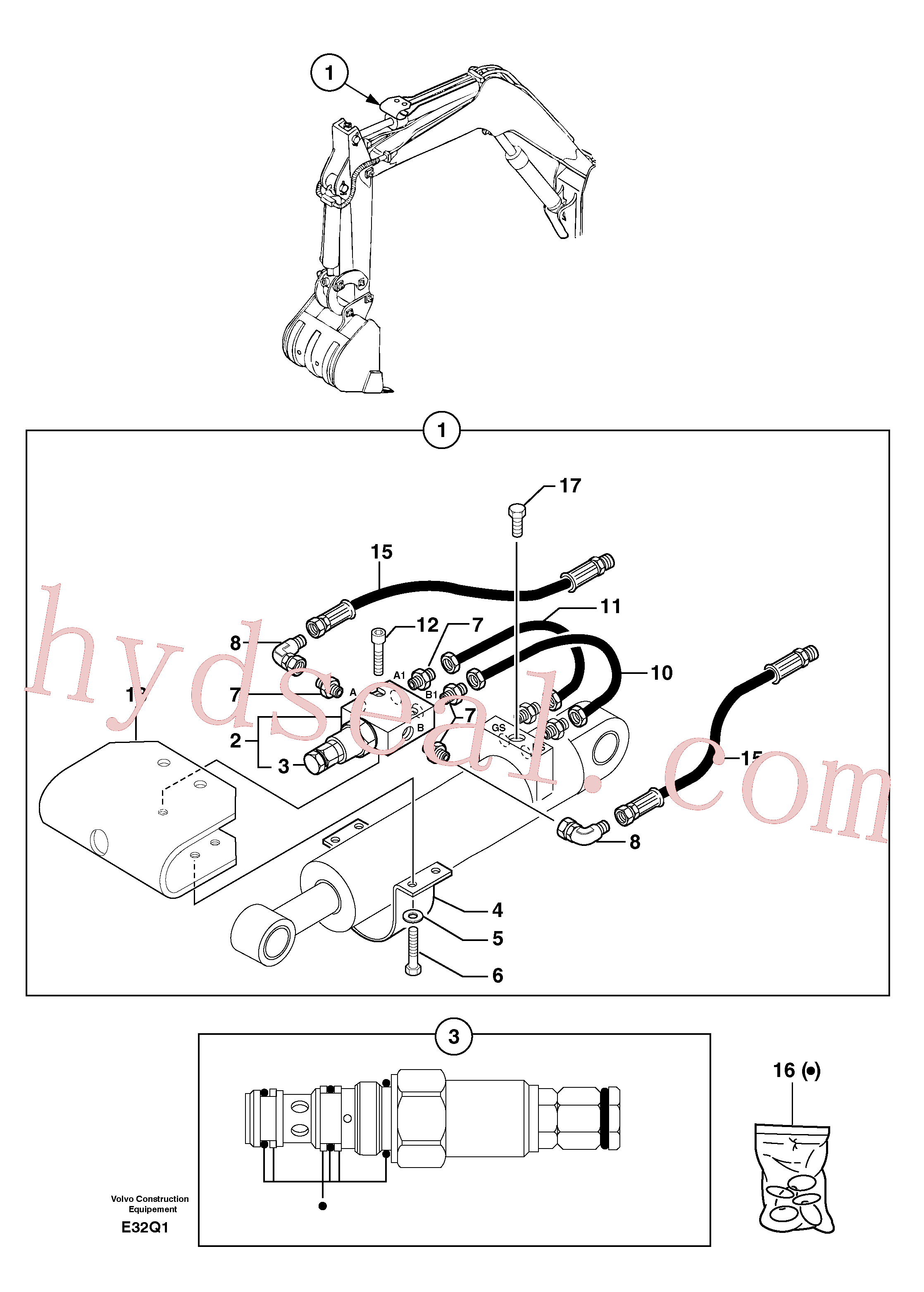 PJ3811981 for Volvo Safety valve ( dipper arm cylinder )(E32Q1 assembly)