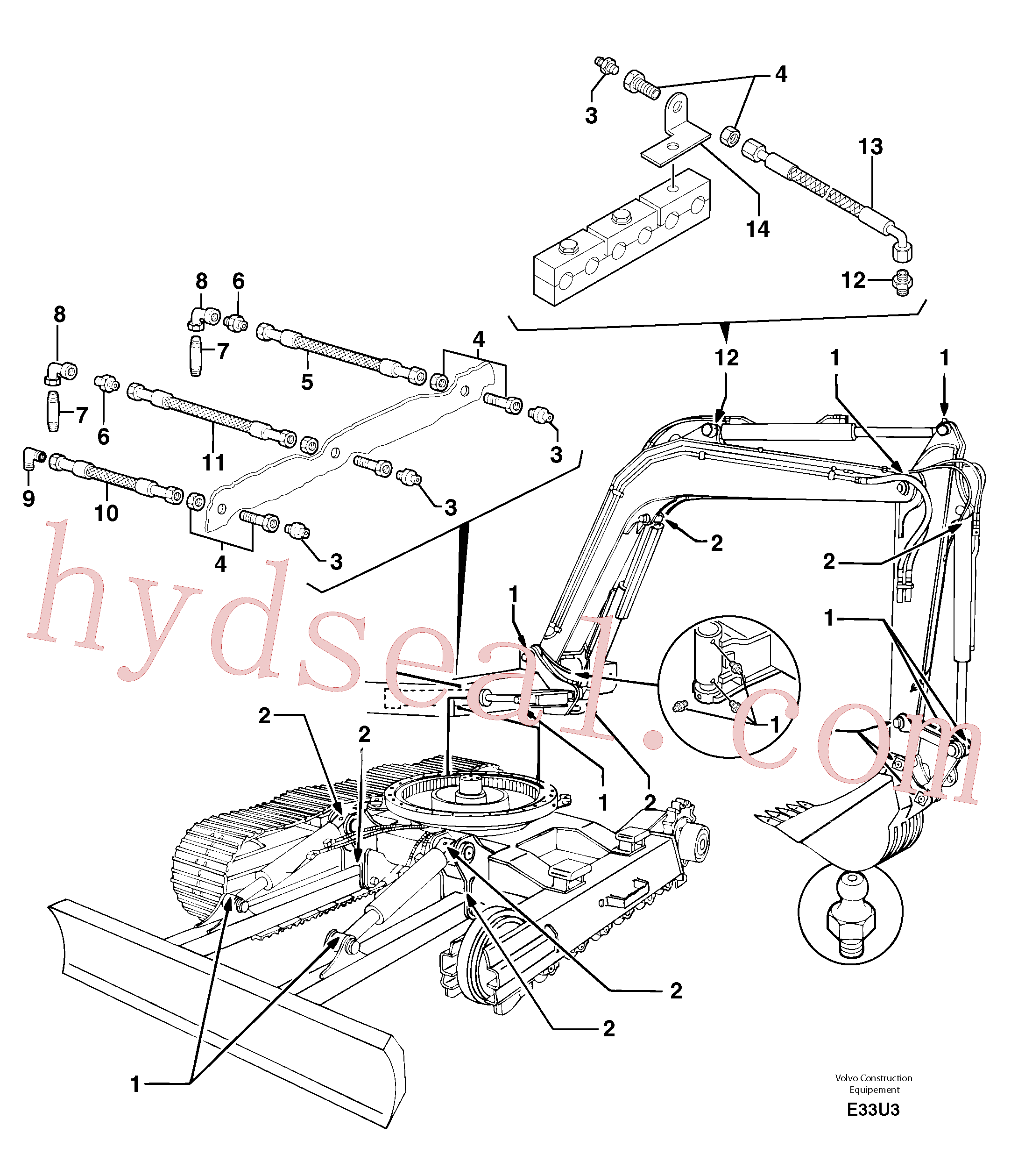 PJ5580007/50 for Volvo Lubrication chart(E33U3 assembly)