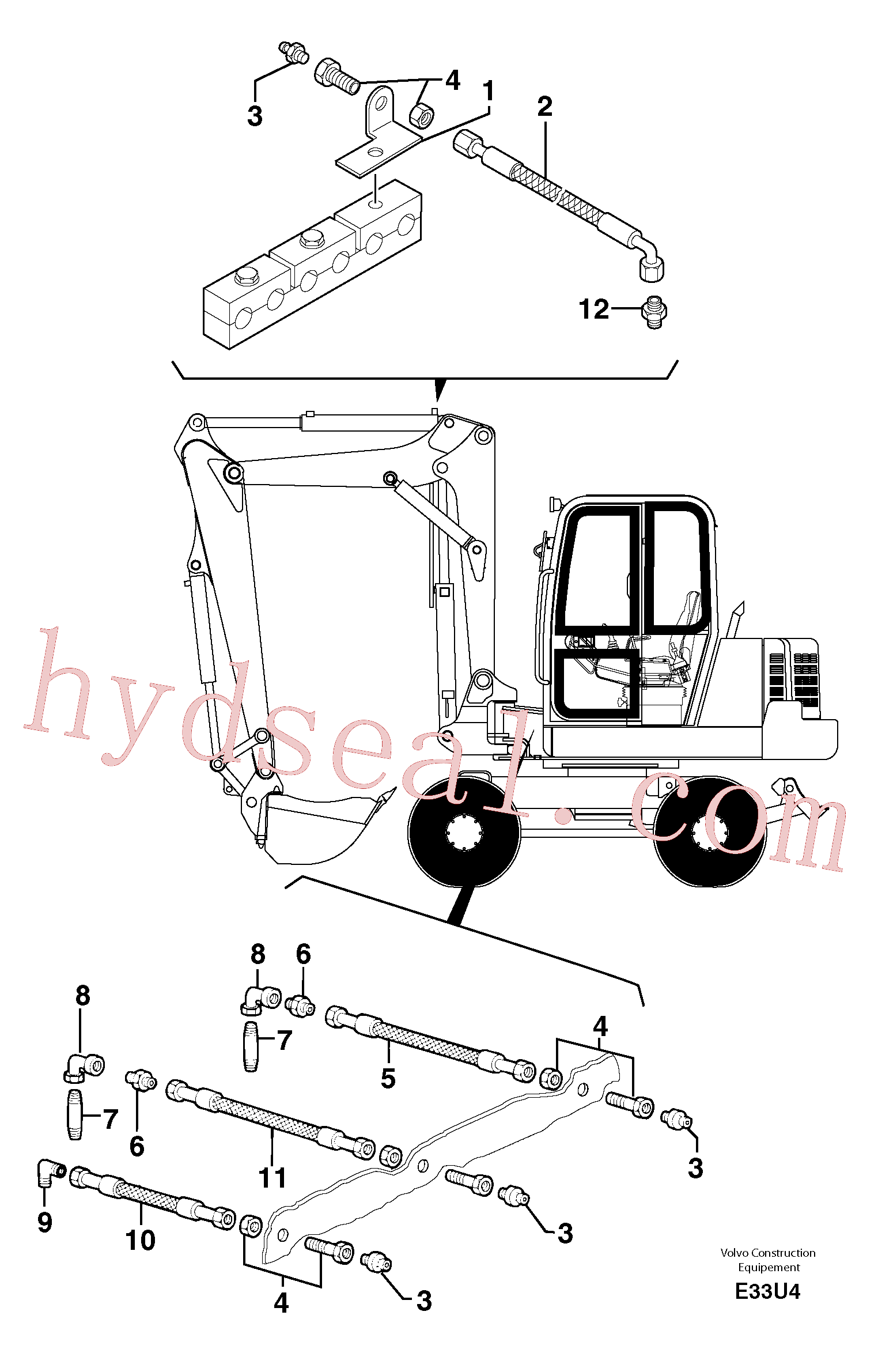 PJ5580007/50 for Volvo Lubrication chart(E33U4 assembly)
