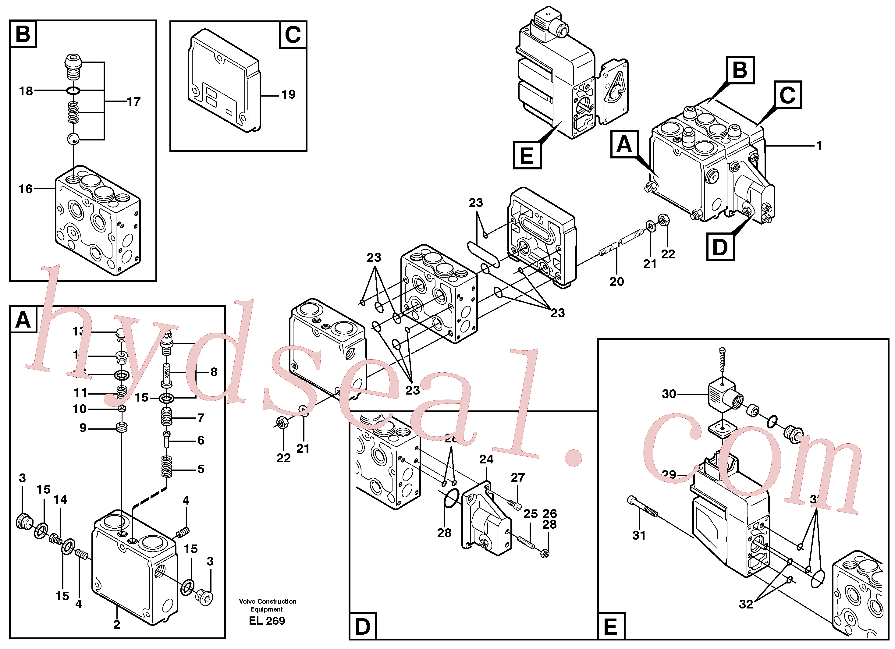 VOE13962931 for Volvo Relief valve.(EL269 assembly)