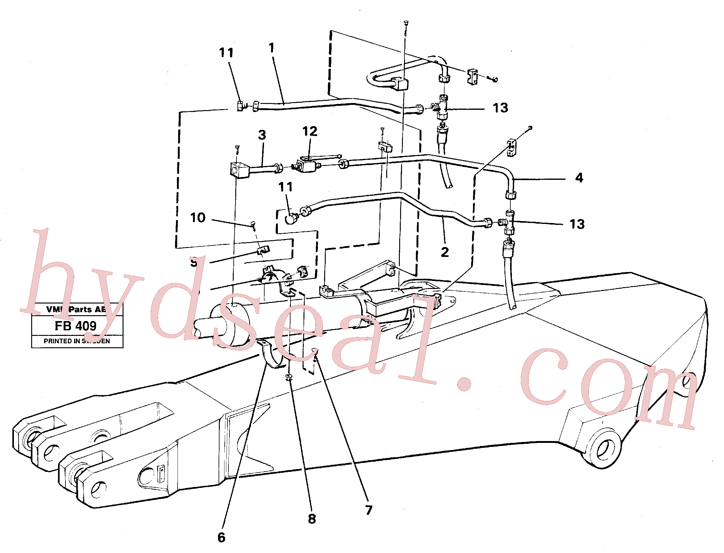 VOE14240410 for Volvo Parallel connected grab hydraulics on dipper arm(FB409 assembly)
