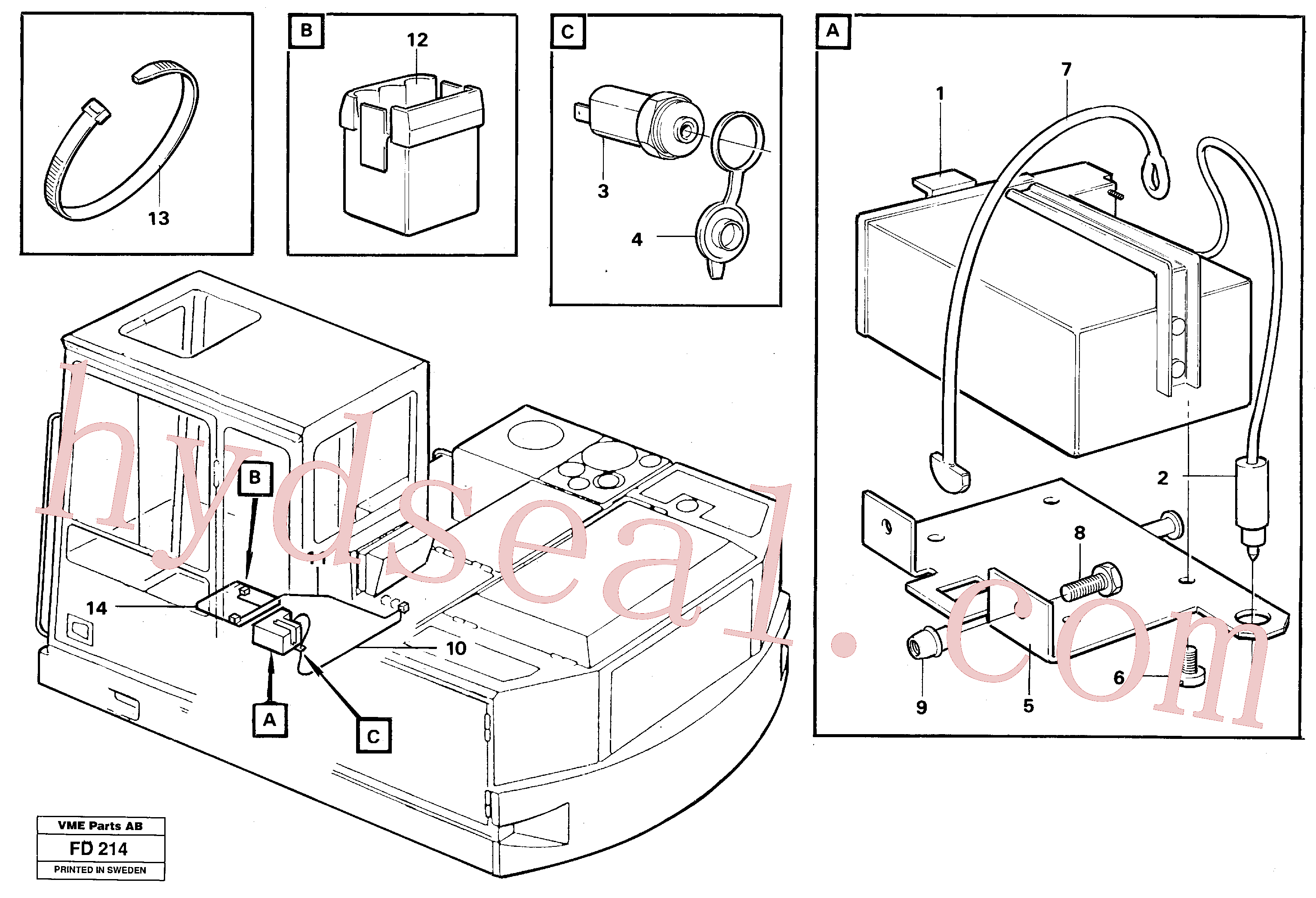 VOE14247183 for Volvo Lunch box heater(FD214 assembly)