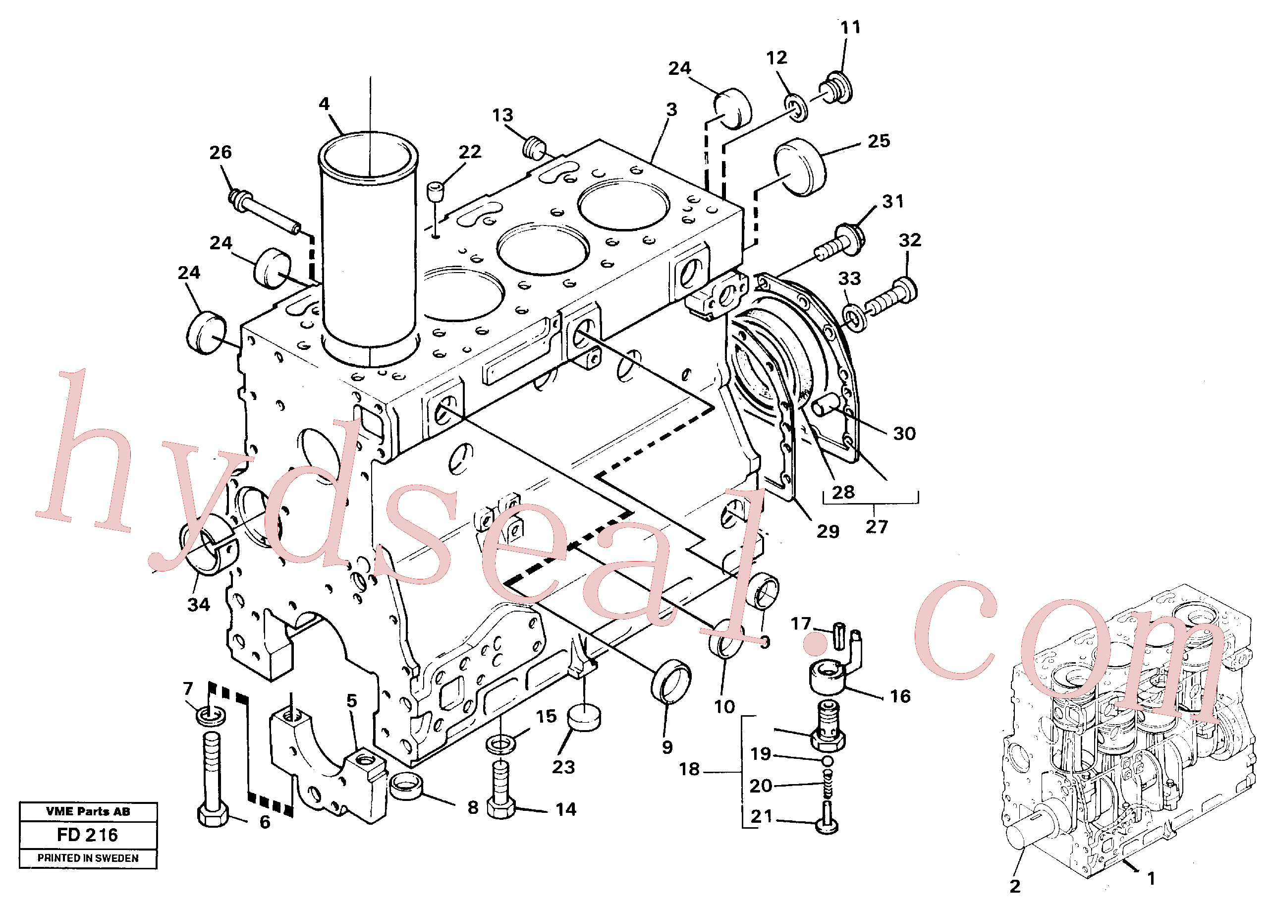 VOE968147 for Volvo Cylinder block(FD216 assembly)