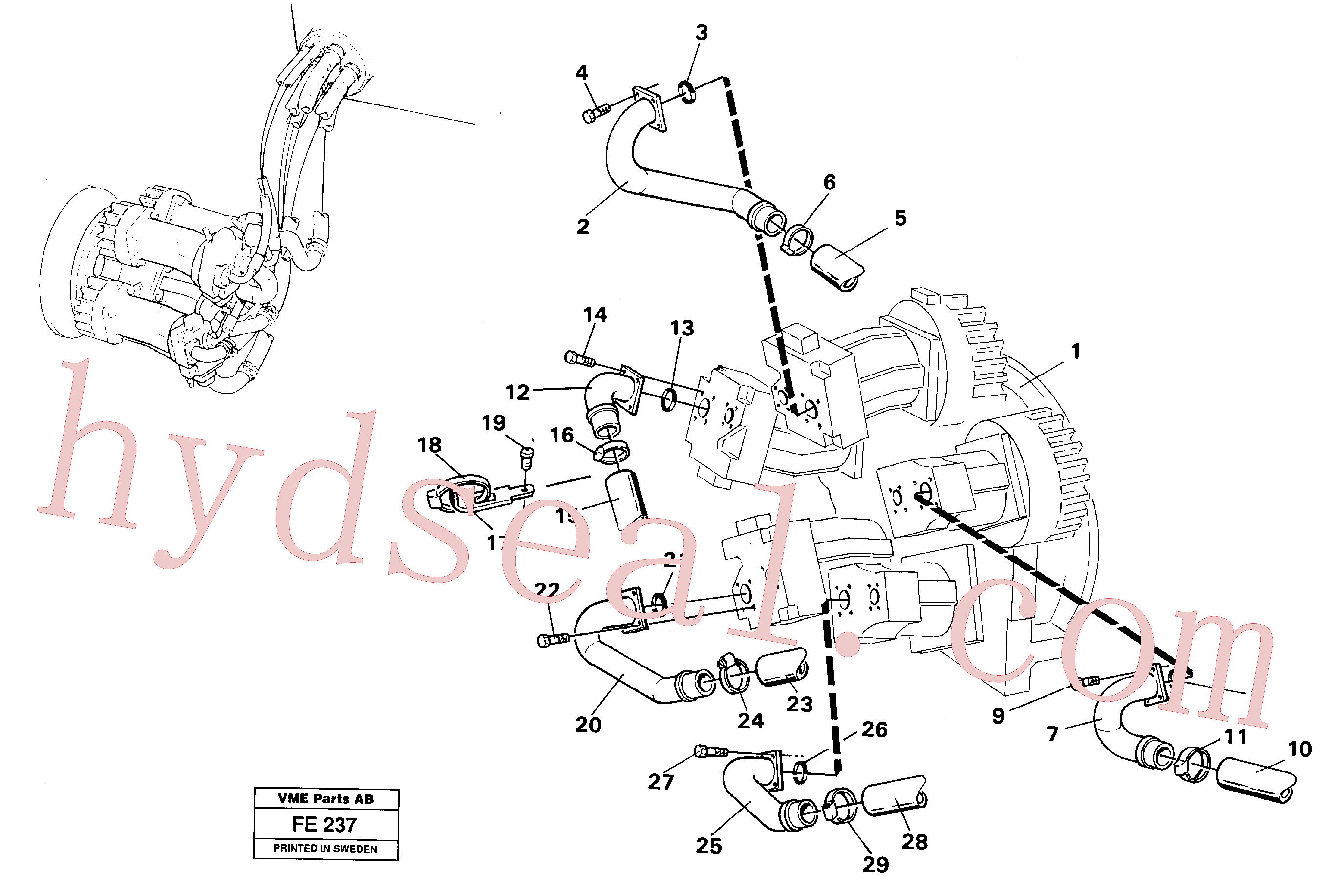 VOE14250375 for Volvo Hydraulic system suction lines(FE237 assembly)