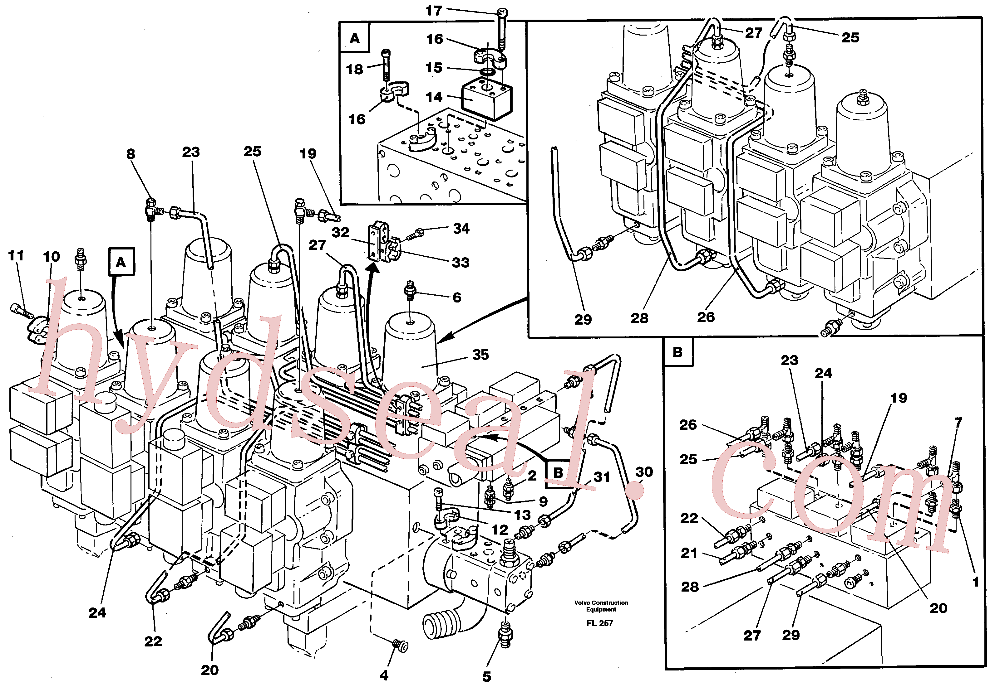 VOE14211186 for Volvo Main valve assembly, tubes connections(FL257 assembly)