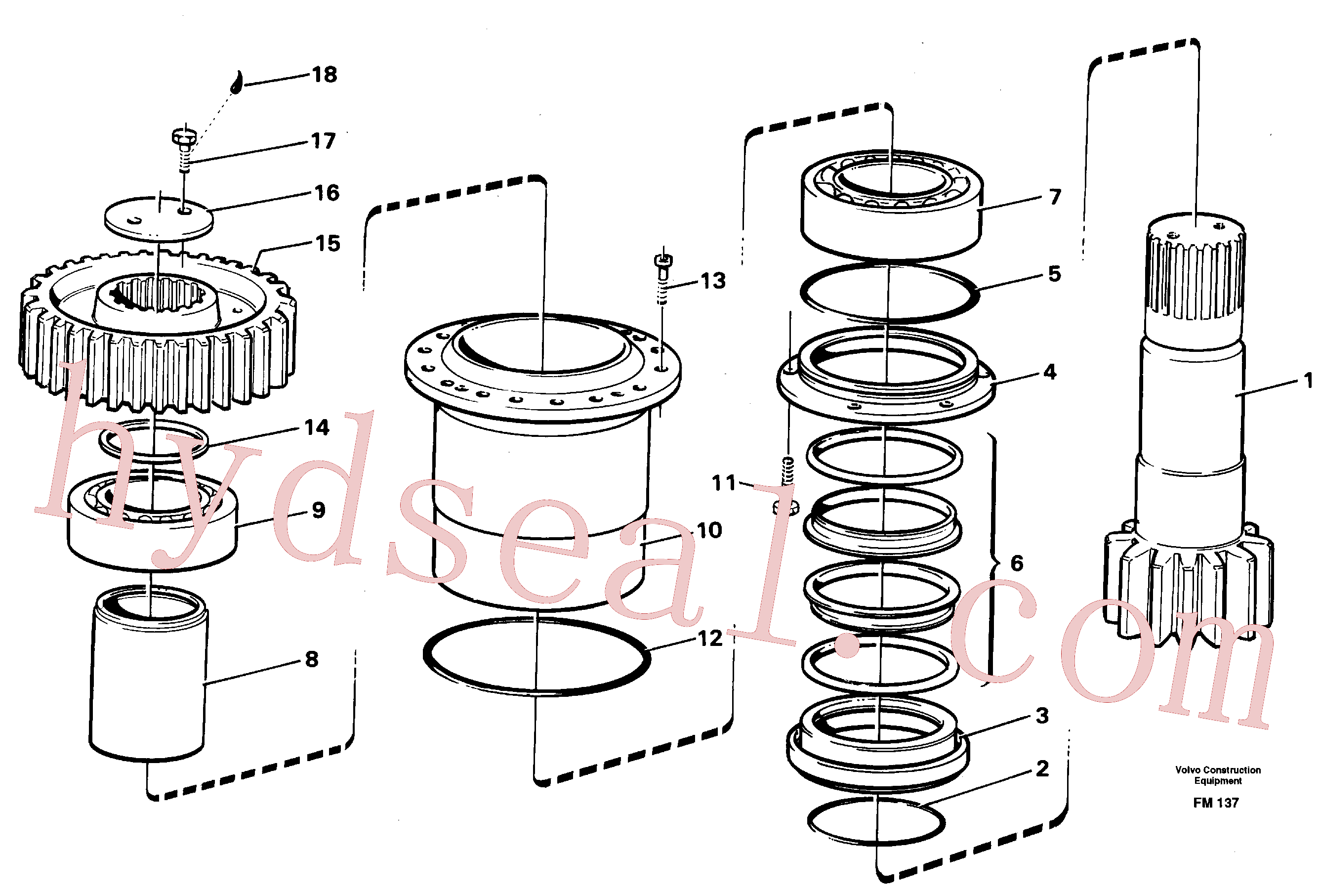 VOE14235673 for Volvo Slew drive shaft(FM137 assembly)