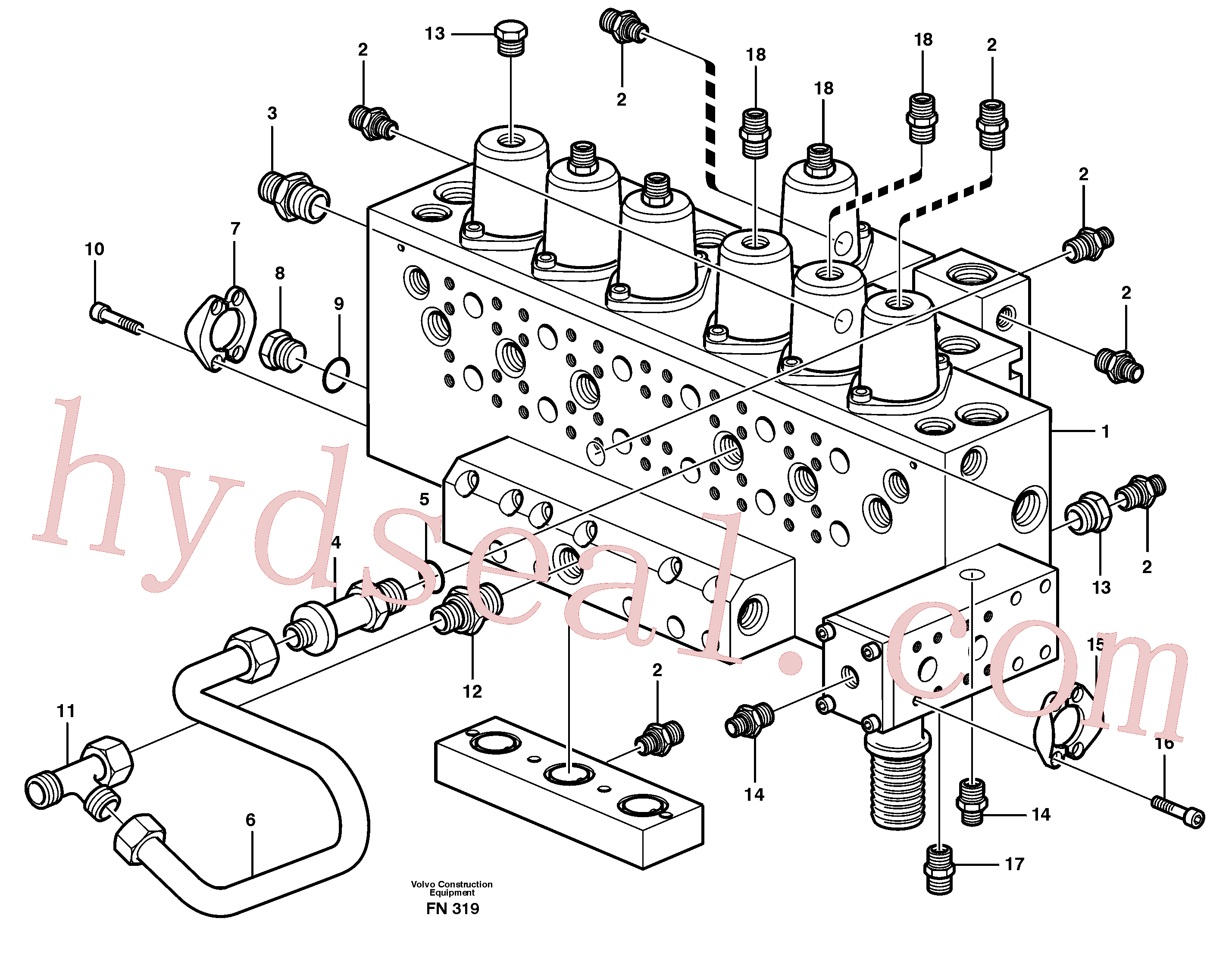 VOE14211244 for Volvo Main valve assembly, tubes connections(FN319 assembly)