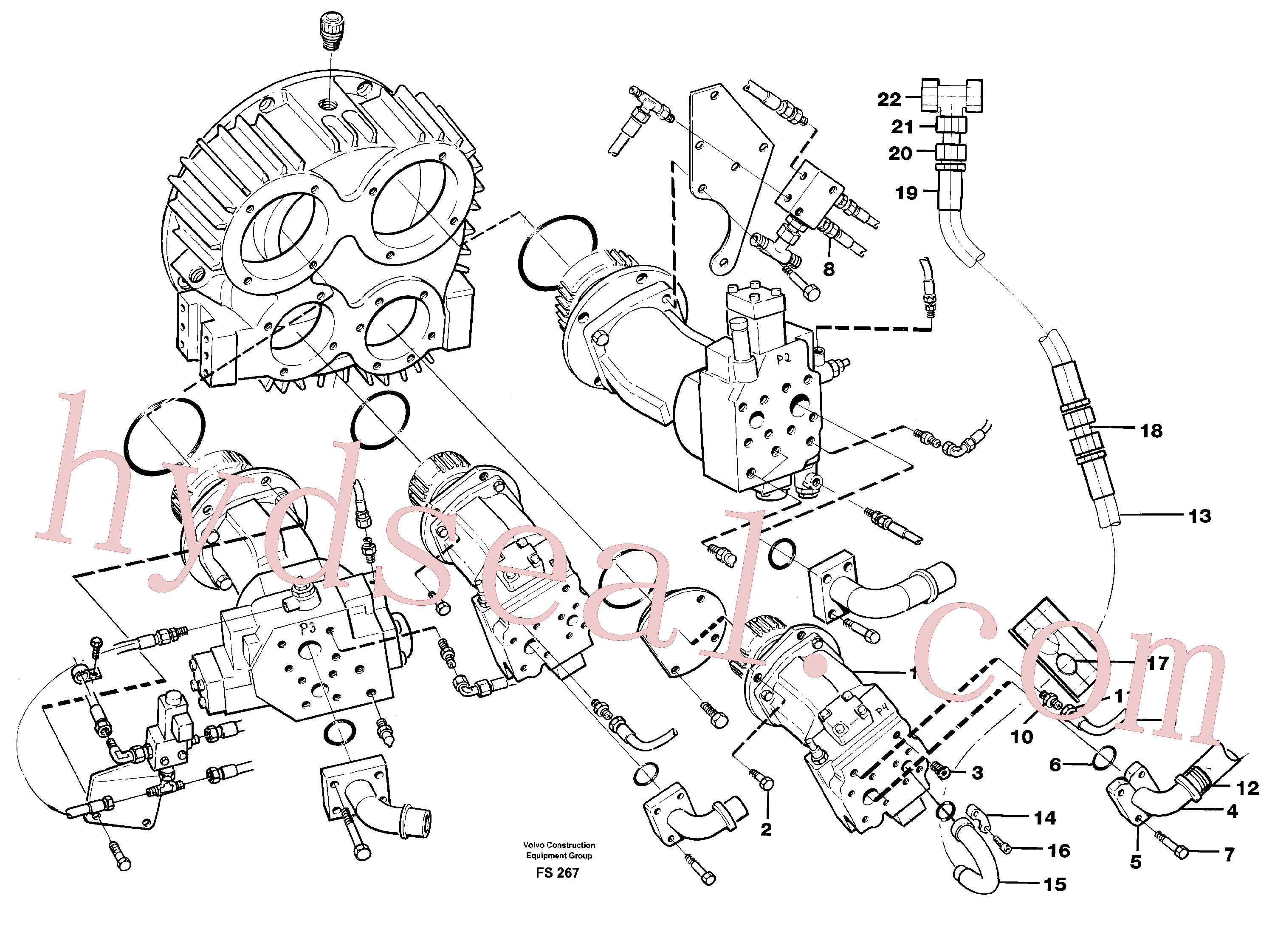 VOE14058042 for Volvo Pump P4 equipment 55 cm3 104 l/min, Magnet equipment Ohio(FS267 assembly)