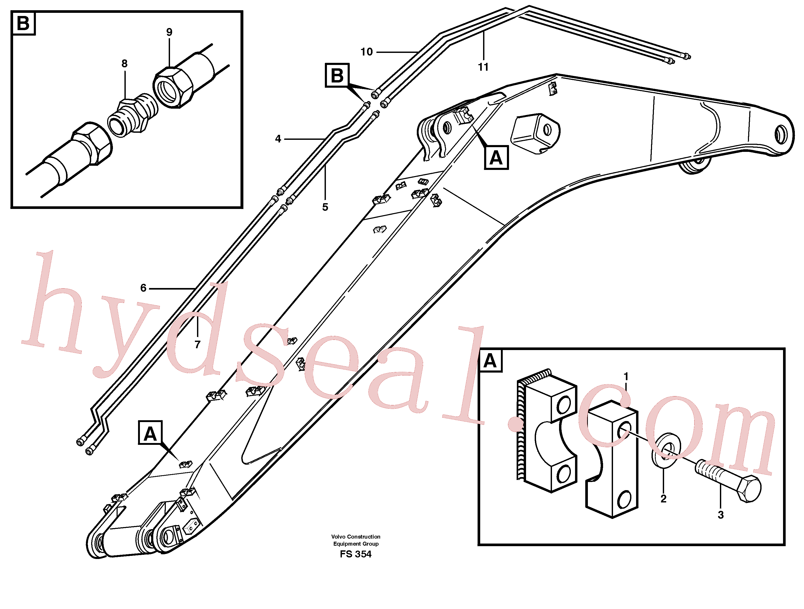 VOE14242479 for Volvo Hydraulics for quickfit on boom 6.65 M(FS354 assembly)