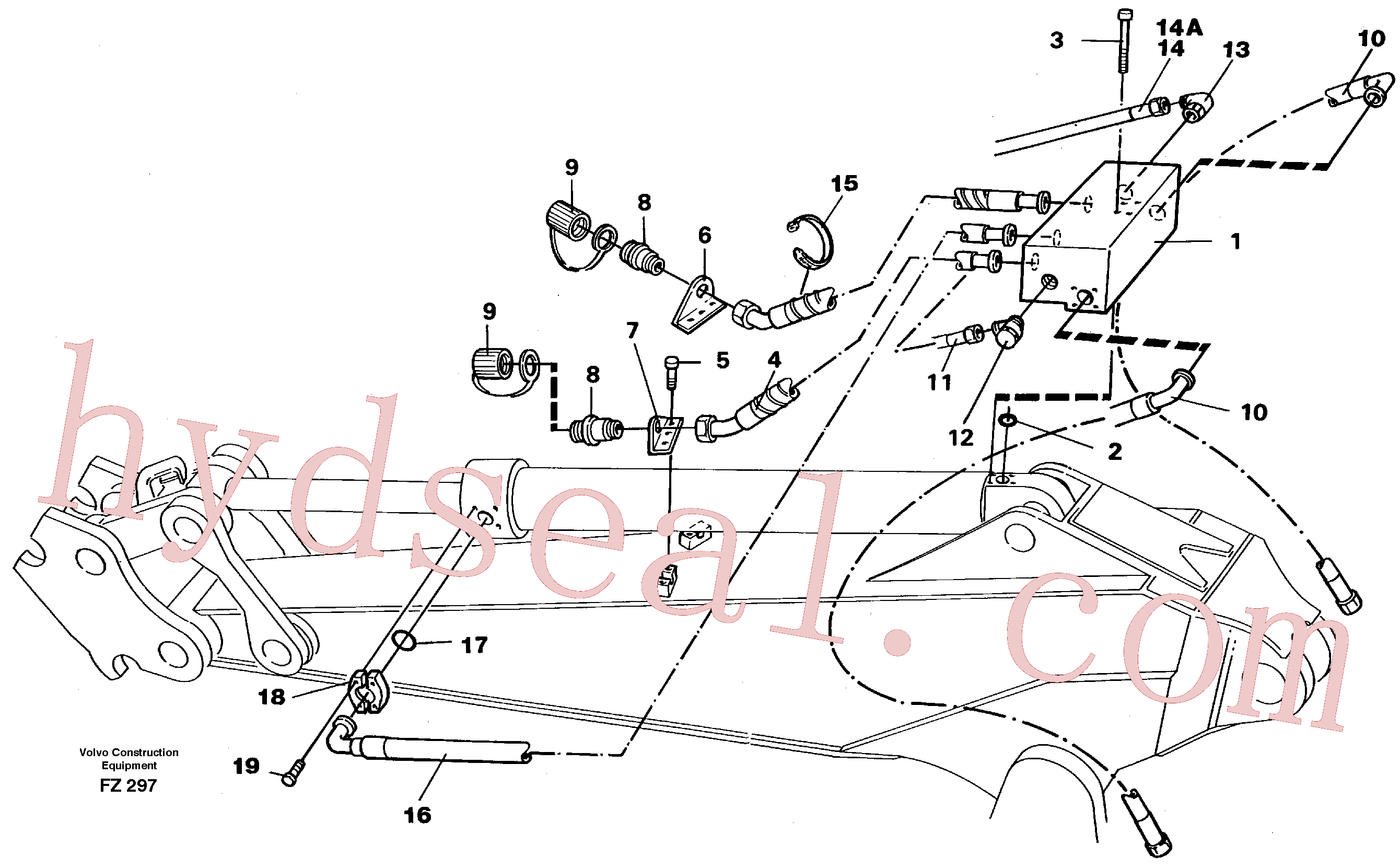 VOE14211891 for Volvo Grab equipment, dipper arm 2.0 m /2.4 m(FZ297 assembly)