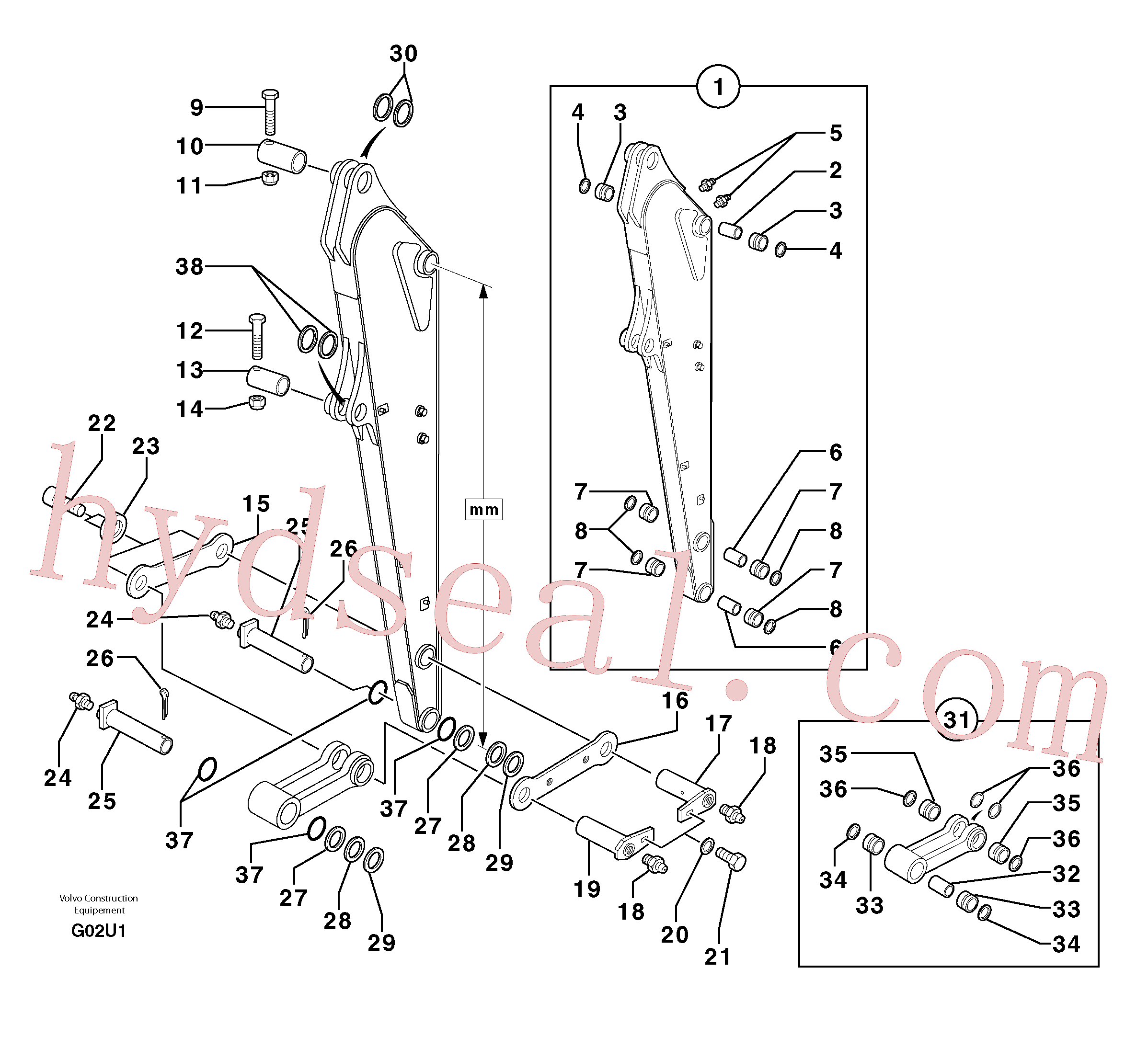PJ5460259 for Volvo Dipper arm(G02U1 assembly)