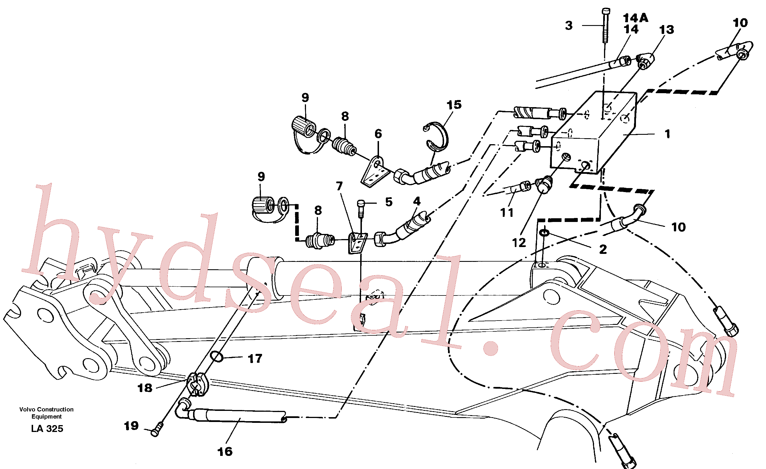 VOE14211891 for Volvo Grab equipment, dipper arm 2.0 m /2.4 m(LA325 assembly)