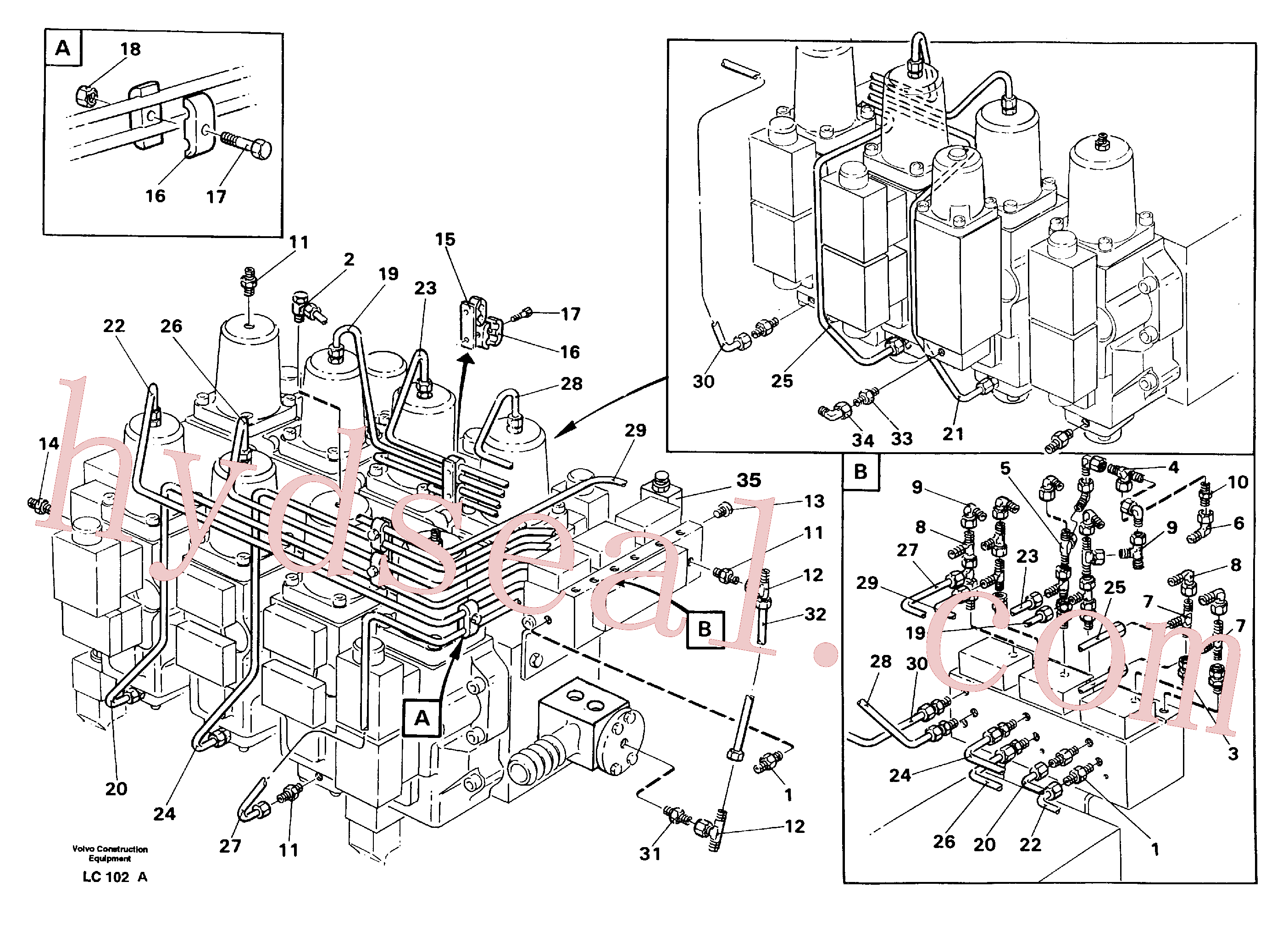 VOE14211186 for Volvo Main valve assembly, tubes connections(LC102A assembly)
