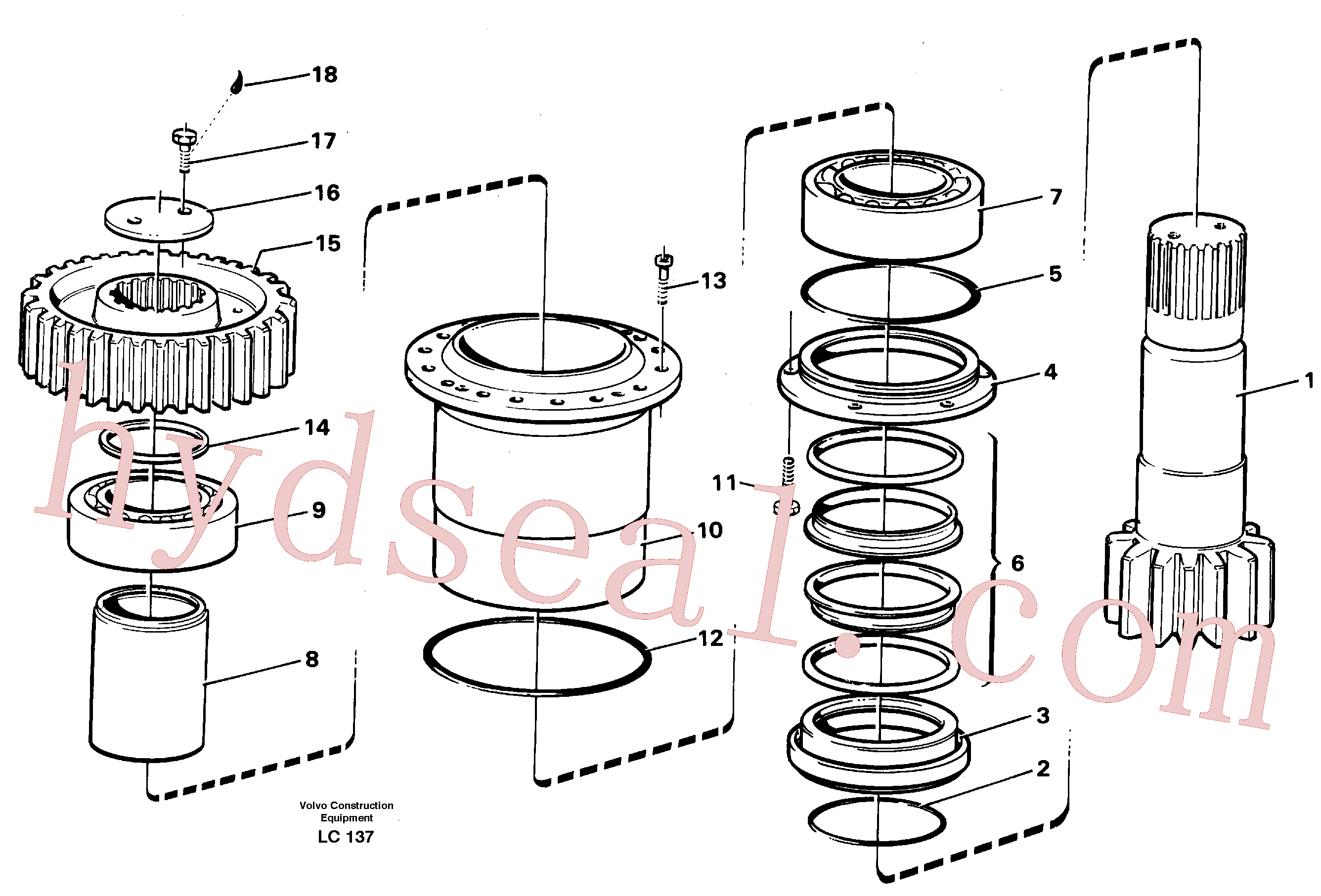VOE14235673 for Volvo Slew drive shaft(LC137 assembly)