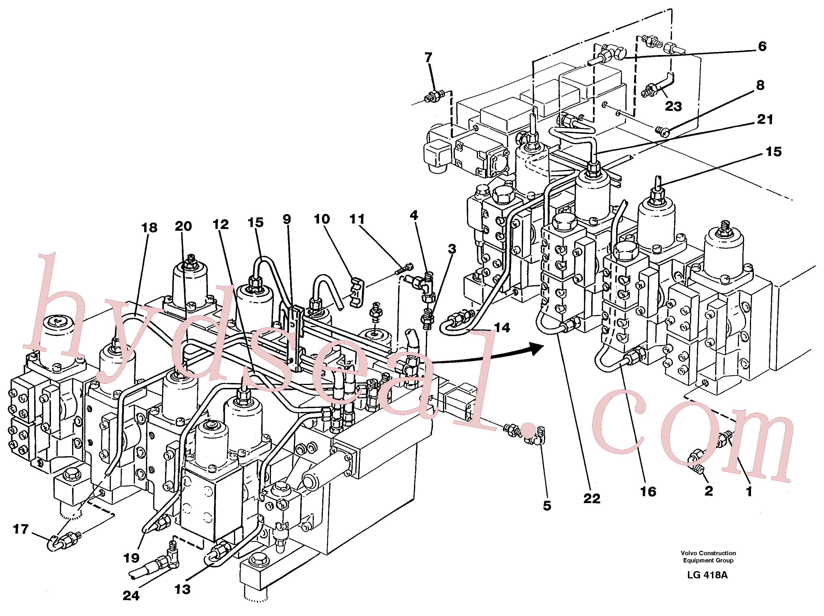 VOE14249360 for Volvo Main valve assembly, tubes connections(LG418A assembly)