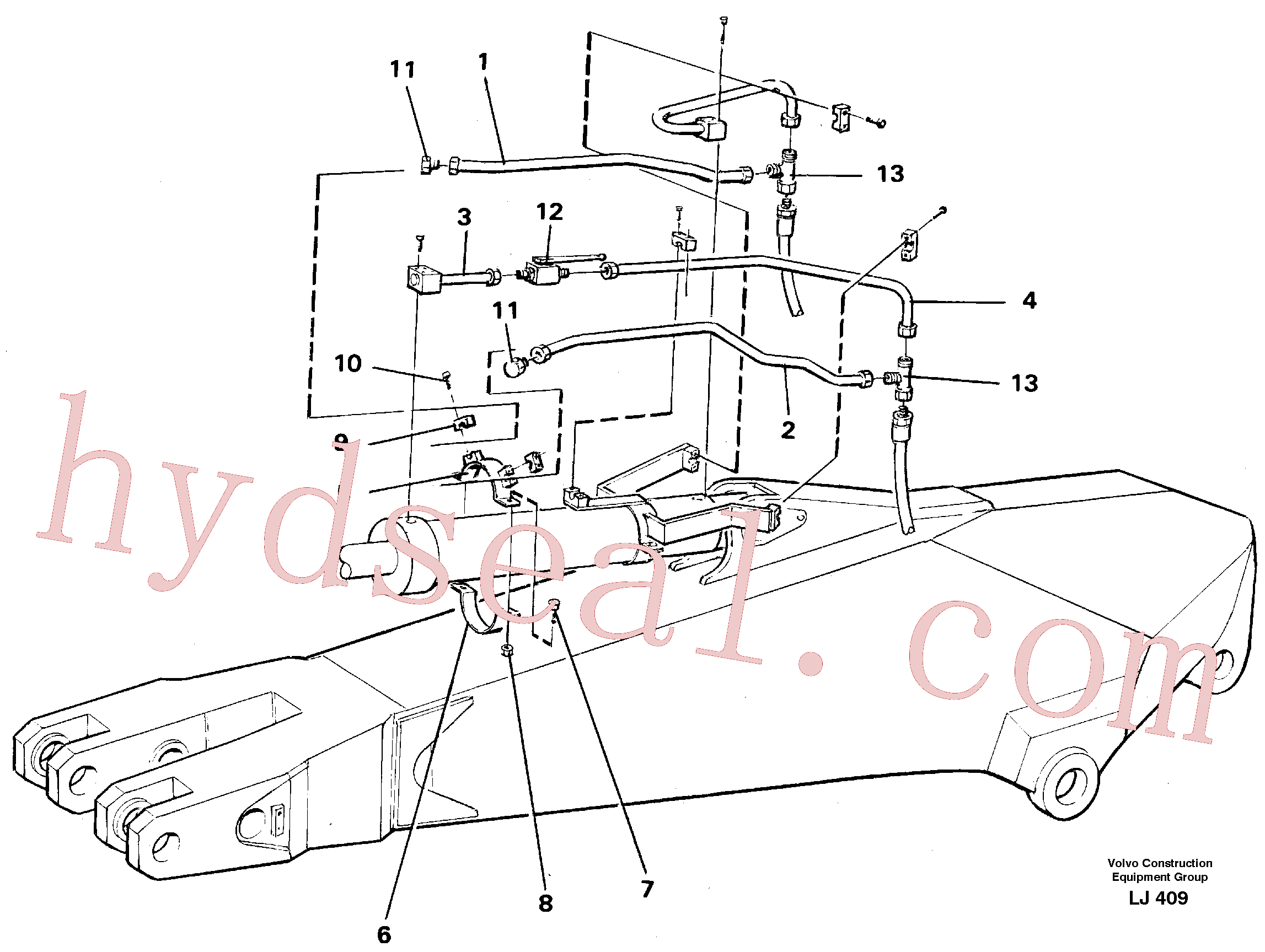 VOE14240410 for Volvo Parallel connected grab hydraulics on dipper arm.(LJ409 assembly)