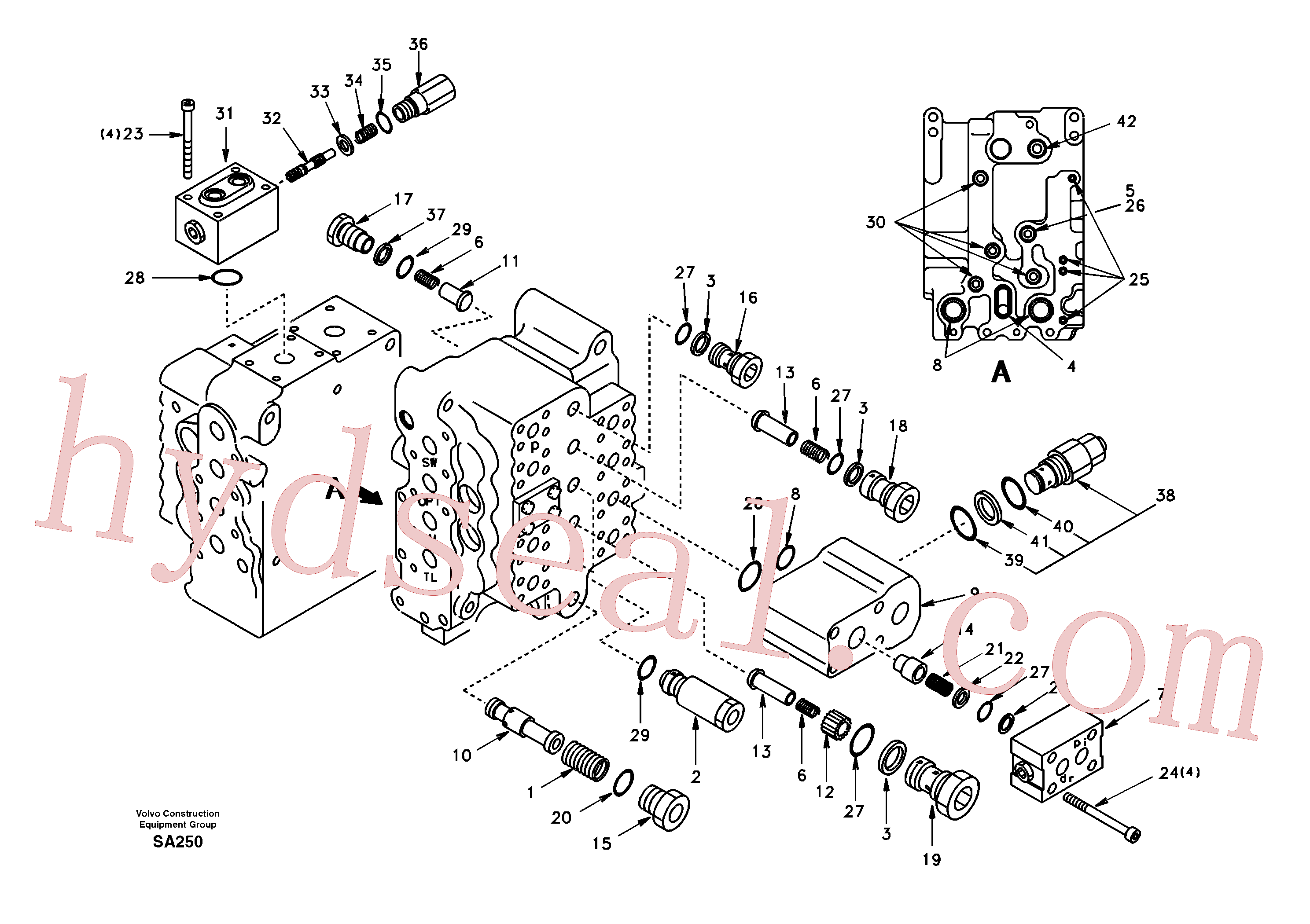 SA7270-11131 for Volvo Main control valve, relief valve and dipper arm holding(SA250 assembly)
