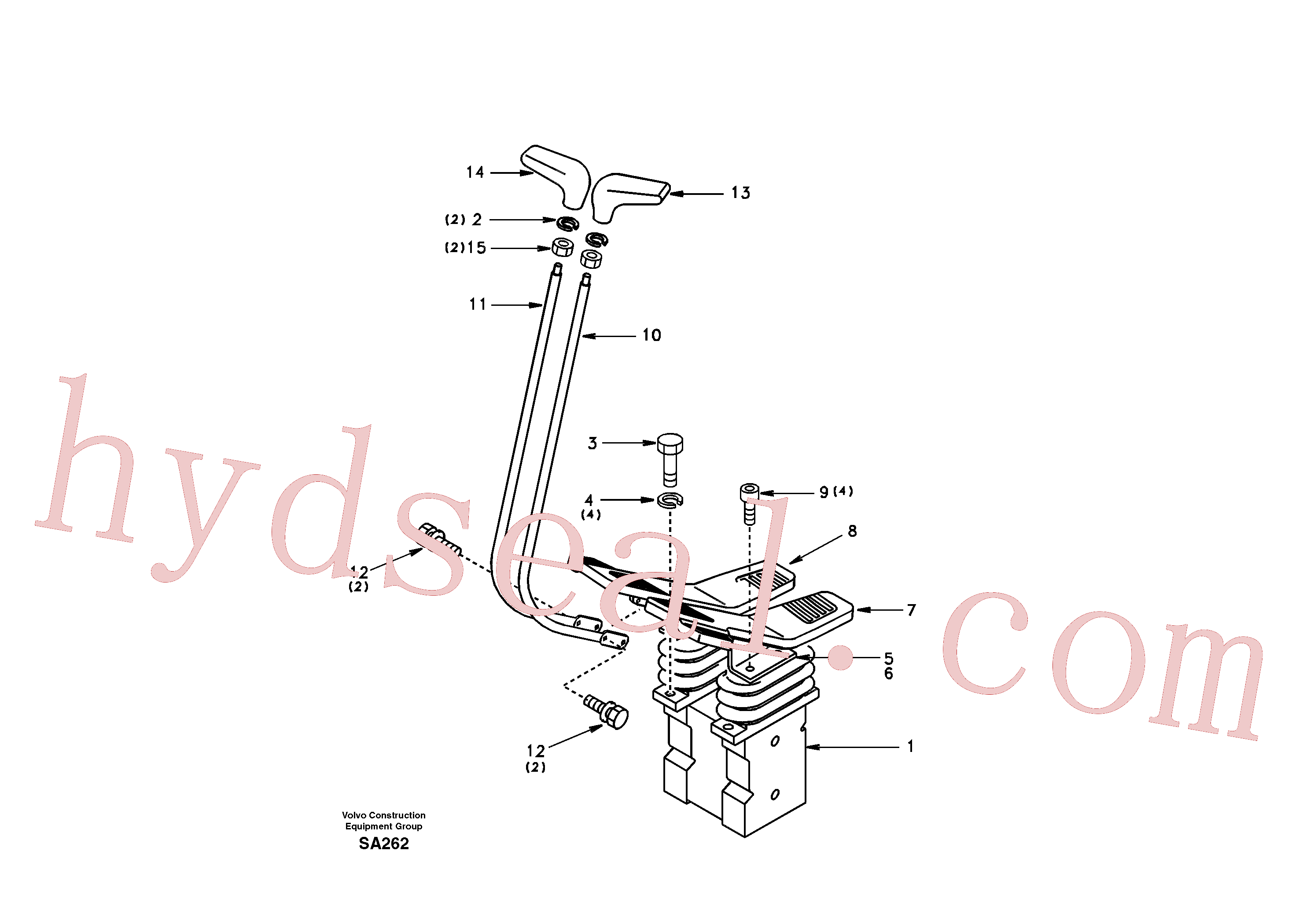 SA1068-02460 for Volvo Remote control valve pedal with fitting parts(SA262 assembly)