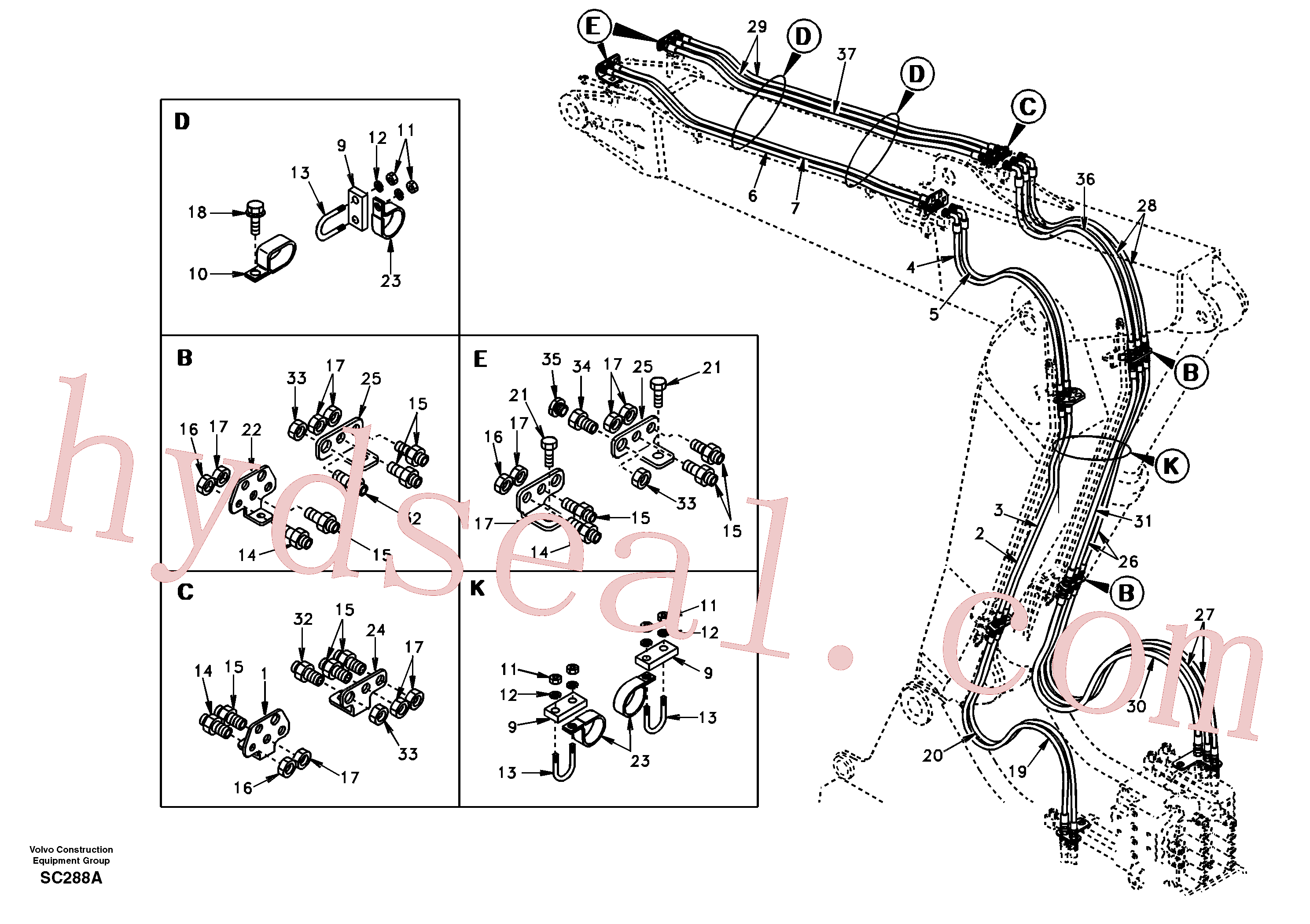 SA9451-02629 for Volvo Quickfit and rotator hydraulic, adjustable boom(SC288A assembly)