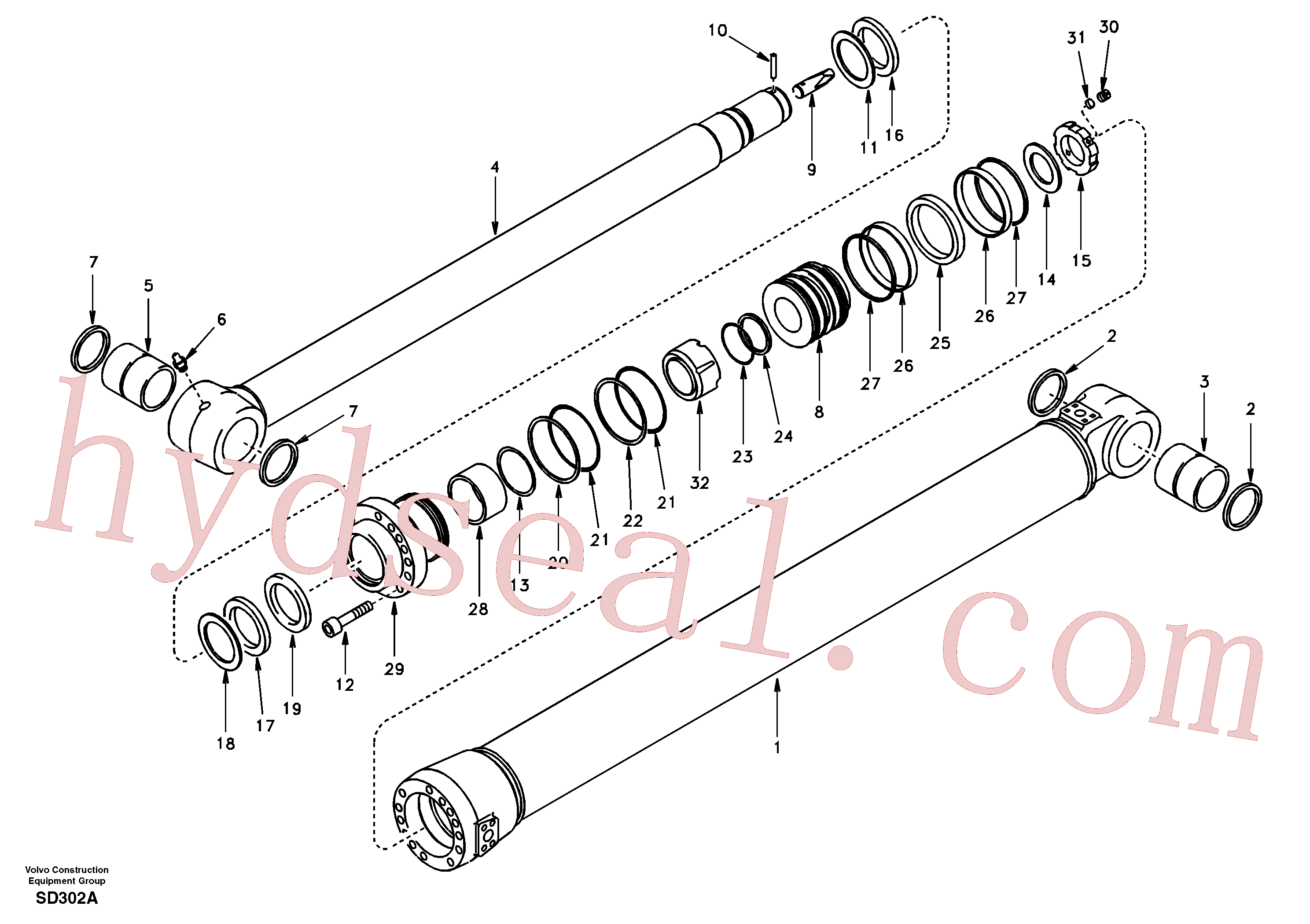 SA8148-15020 for Volvo Dipper arm cylinder(SD302A assembly)