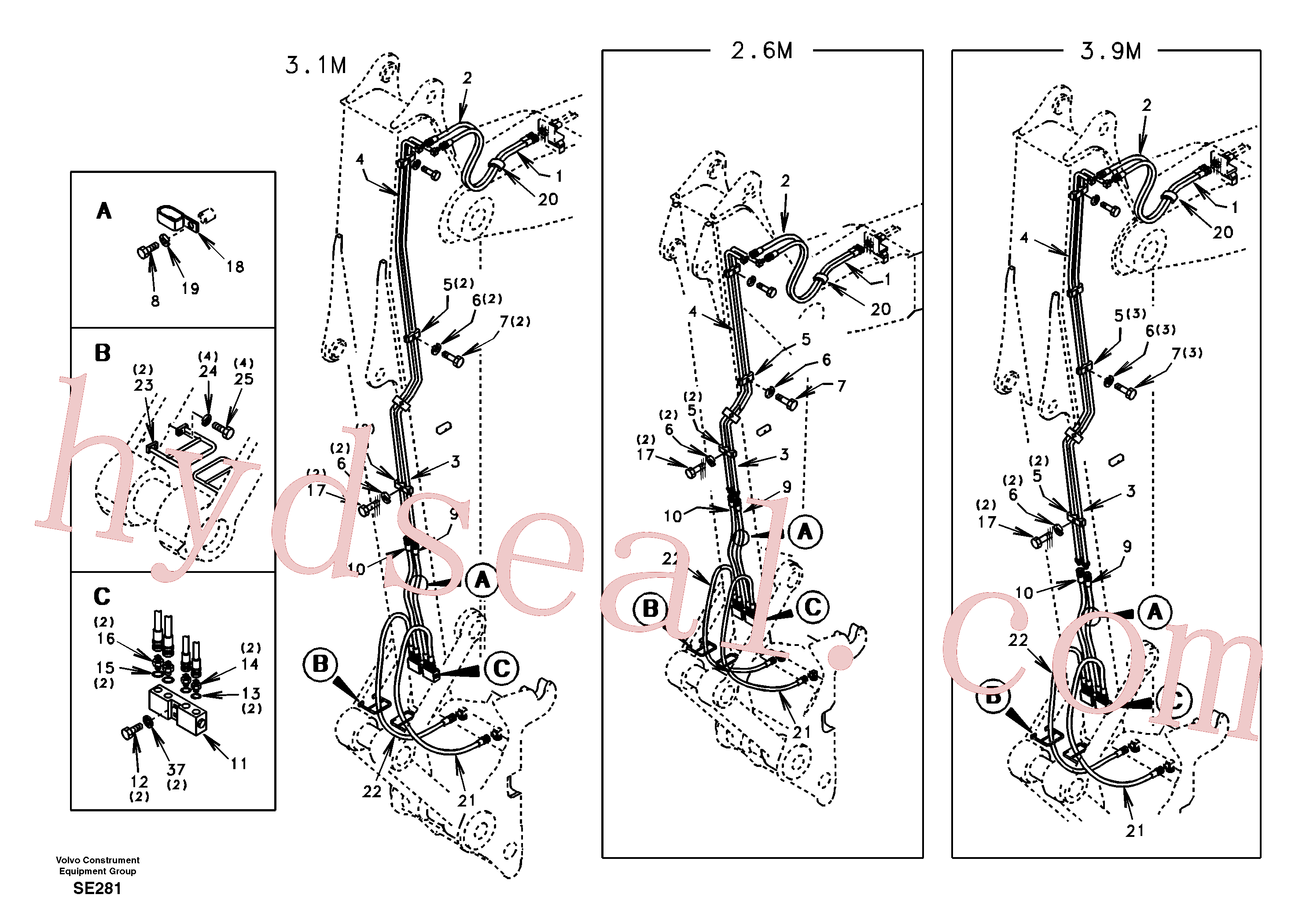 SA1174-55172 for Volvo Quickfit hydraulic, dipper arm(SE281 assembly)