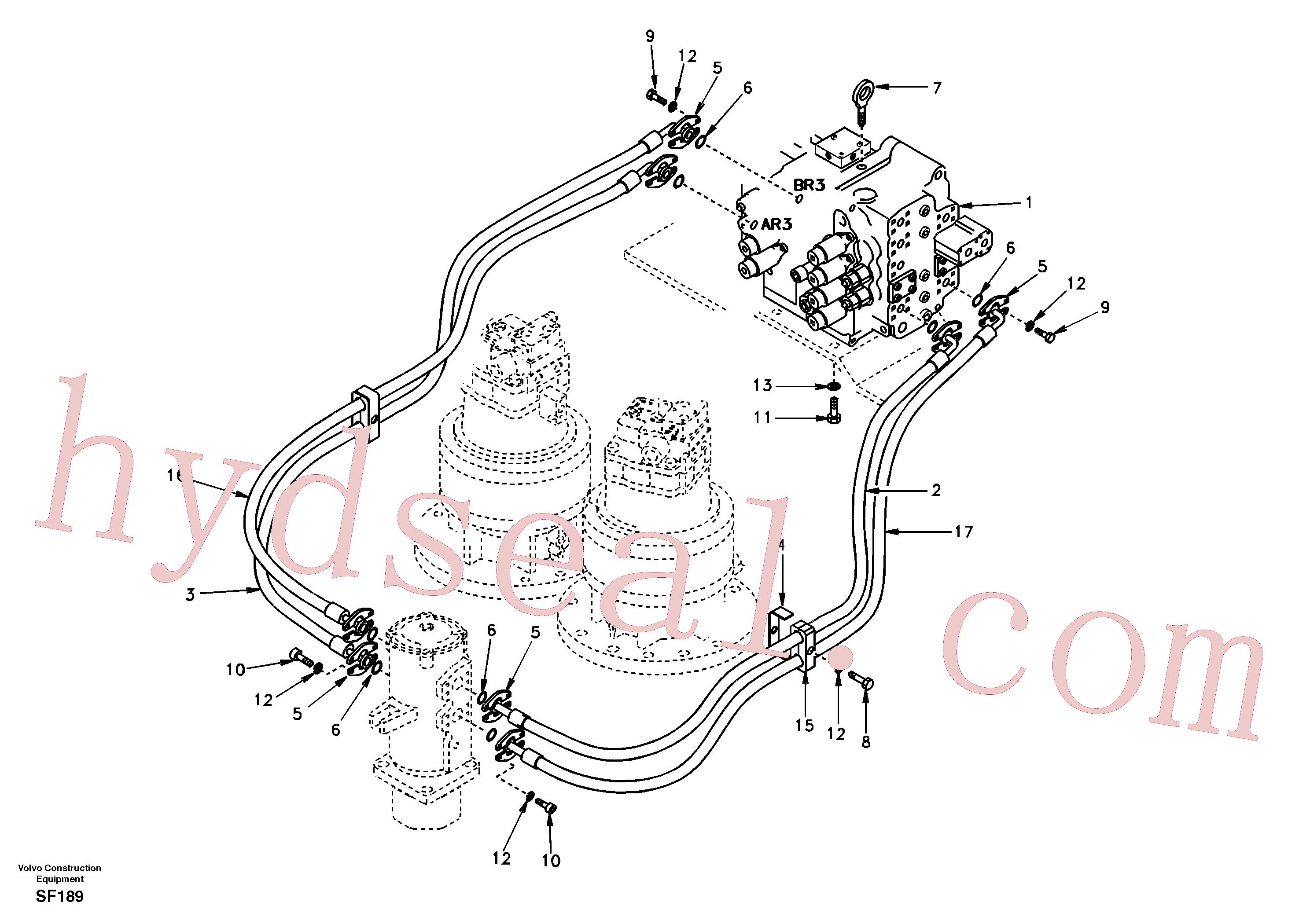 SA9459-05041 for Volvo Turning joint line, control valve to turning joint(SF189 assembly)