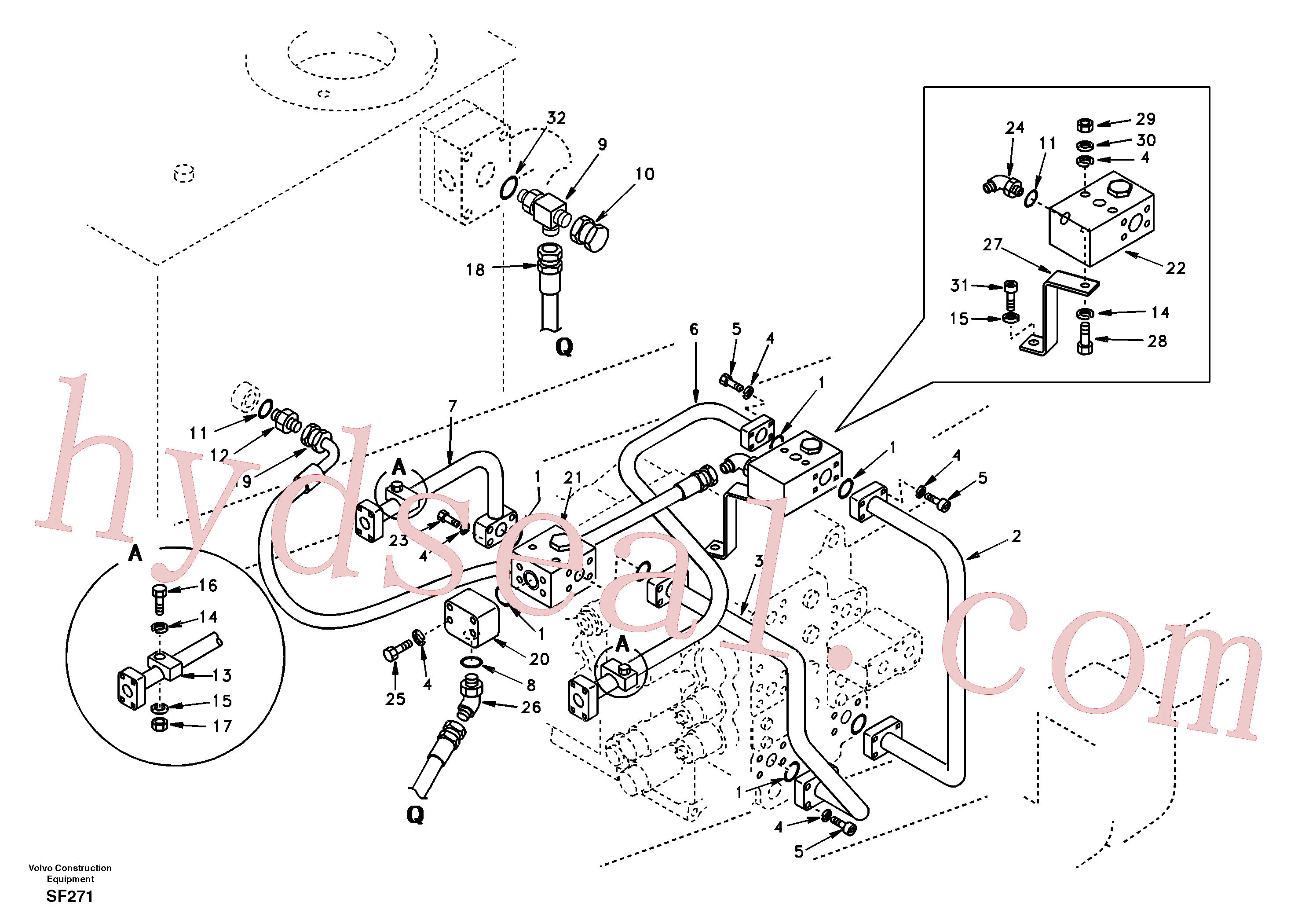 SA9414-11060 for Volvo Working hydraulic, hammer and shear for upper(SF271 assembly)